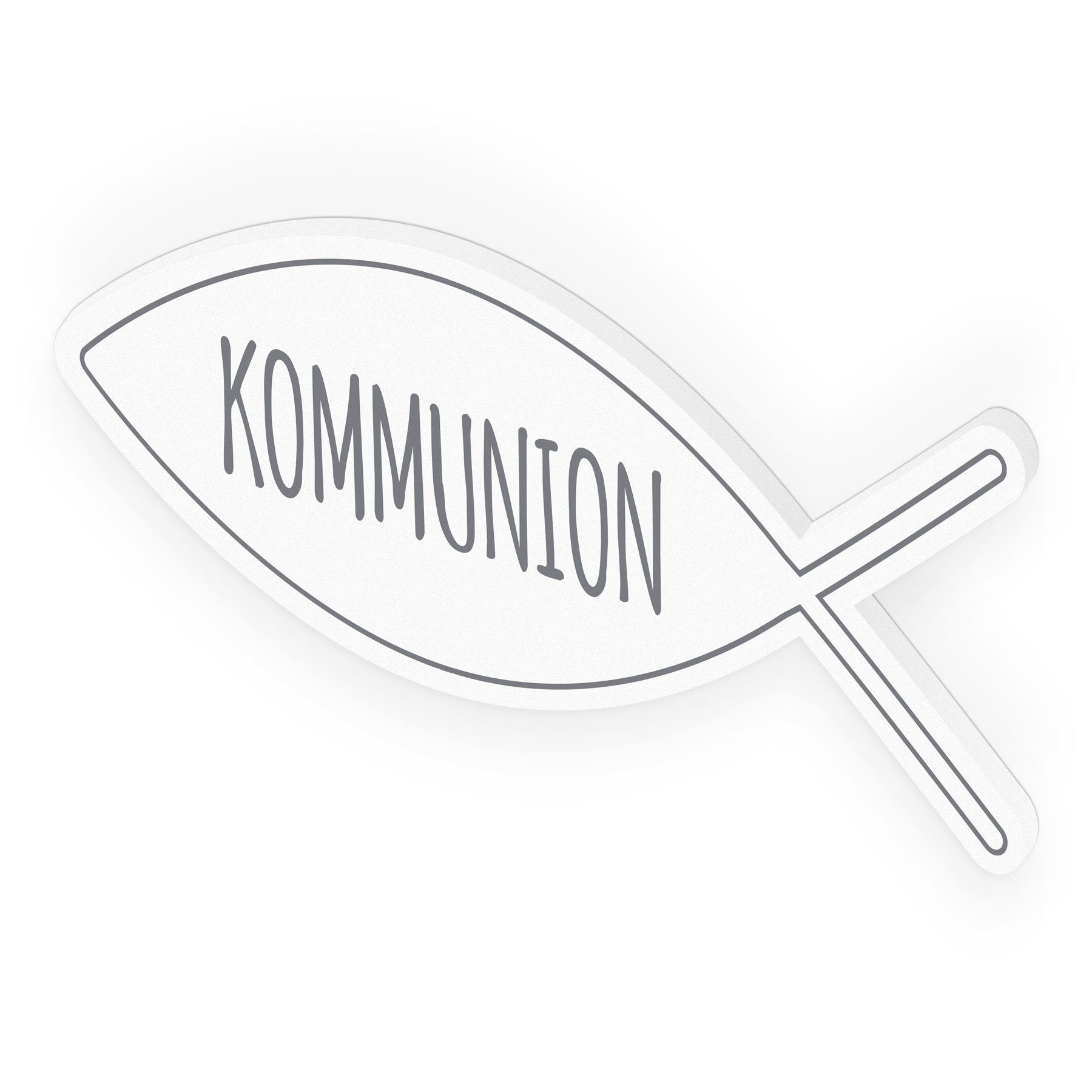 itenga Streudeko itenga Türschild Tischdeko Fisch grau Kommunion 30,0 x 11,5 cm