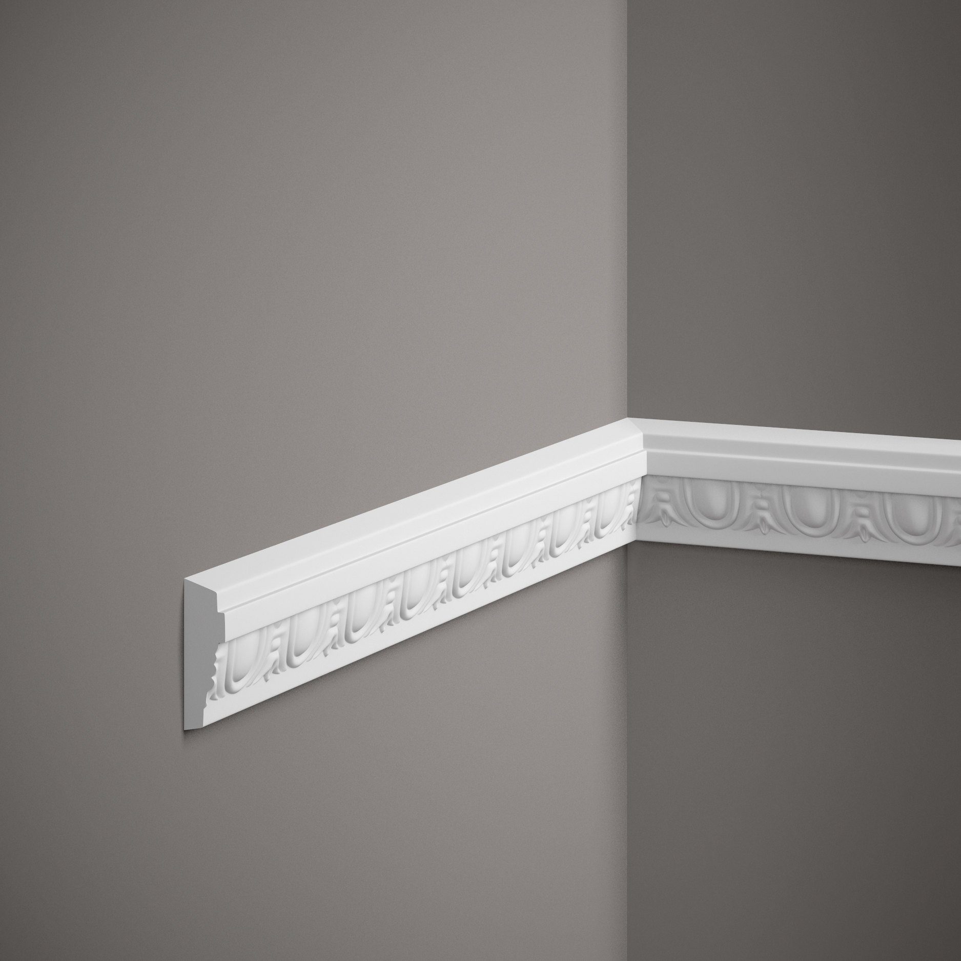 Mardom Zierleiste Wandleiste MDC255 Profoam 16 x 50 x 2000 mm Weiß Deckenleiste Modern, Kleben, Polyurethan
