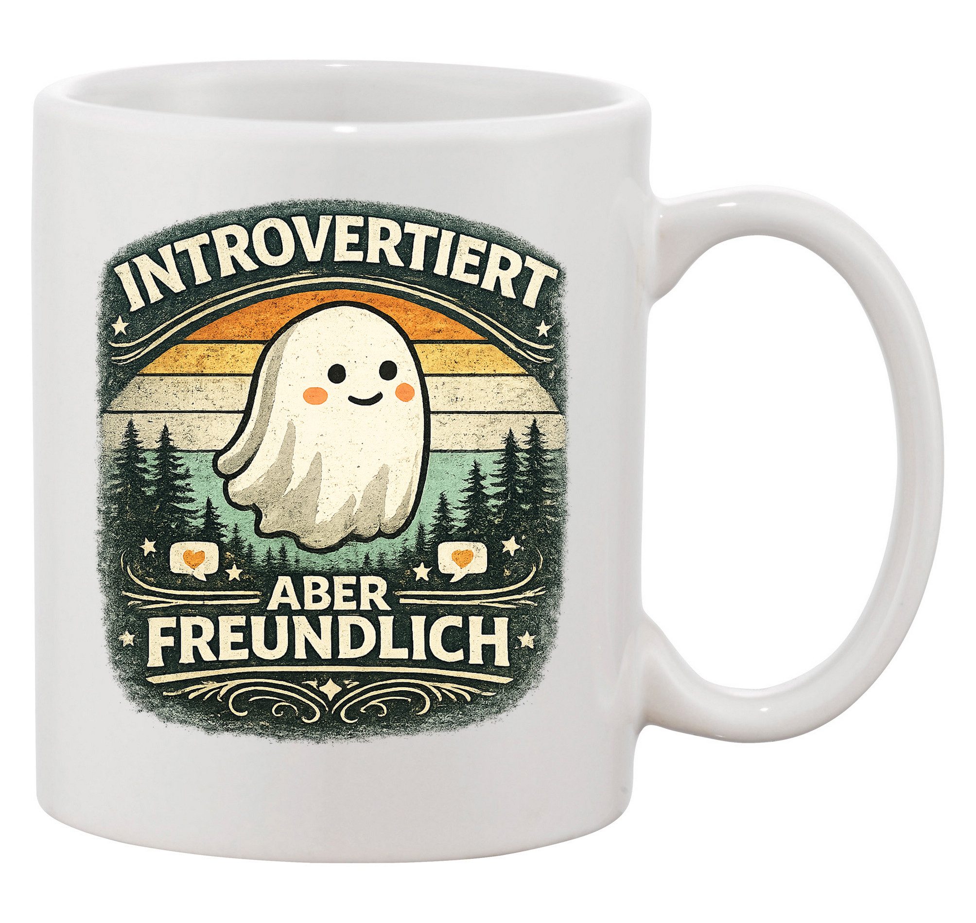 Blondie & Brownie Tasse IntrovertiertFreundlichGeistBecher Tasse Retro Geist freundlich, 1-tlg., Keramik, Introvertiert FreundlichGeistBecher