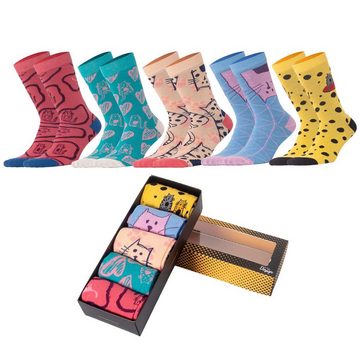 BIGGDESIGN Socken Biggdesign Cats Damen Socken Set Größe 36-40 5er Pack (1-Paar)