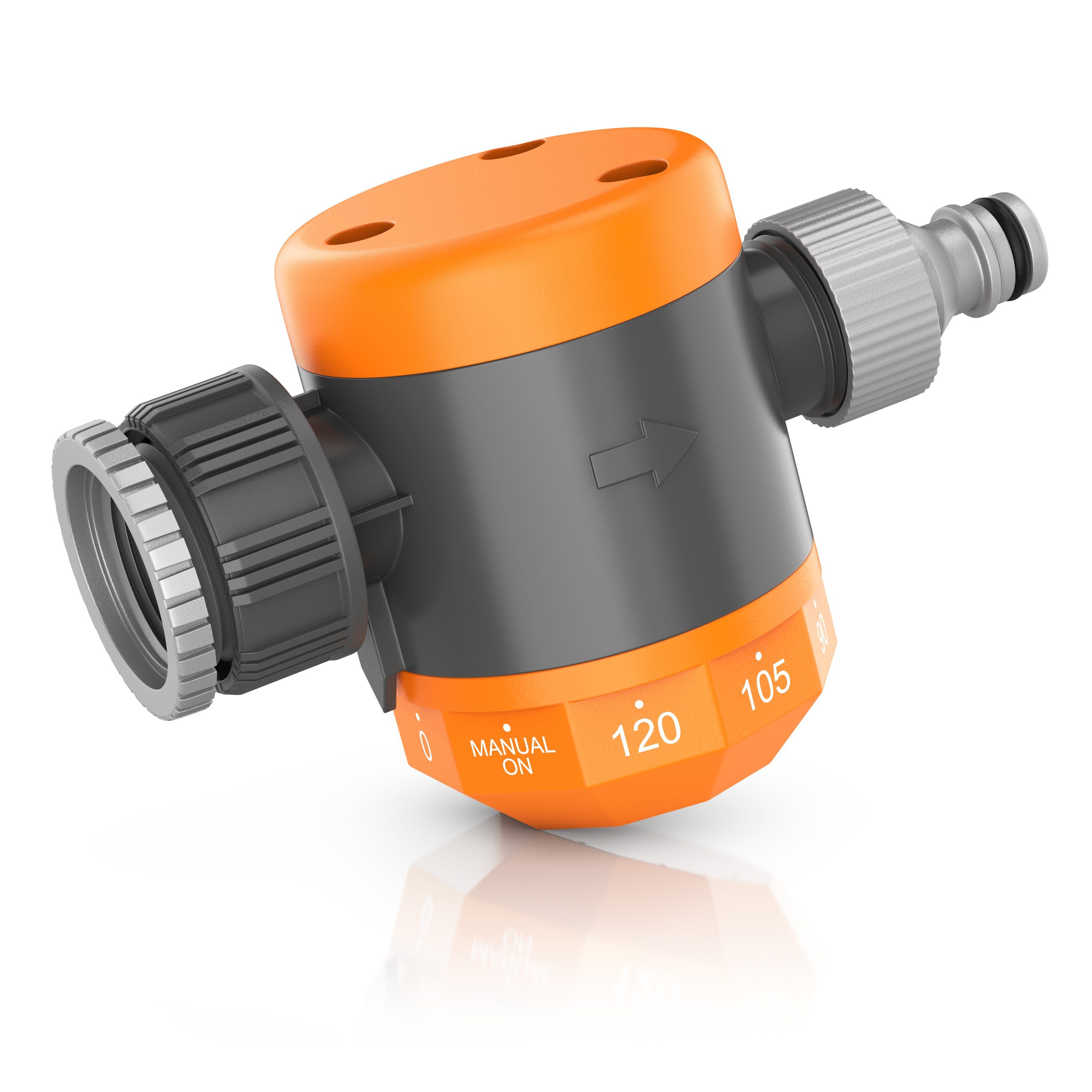 Brandson Bewässerungssteuerung Bewässerungsuhr, Wasserzeitschaltuhr, automatisch, Timer 15 - 120 Min., (Set, 2-tlg., inkl. 1/2" Adapter (3/4"1/2", Schnellverschluss), Bewässerungssystem, einfache manuelle Bewässerung von Brandson