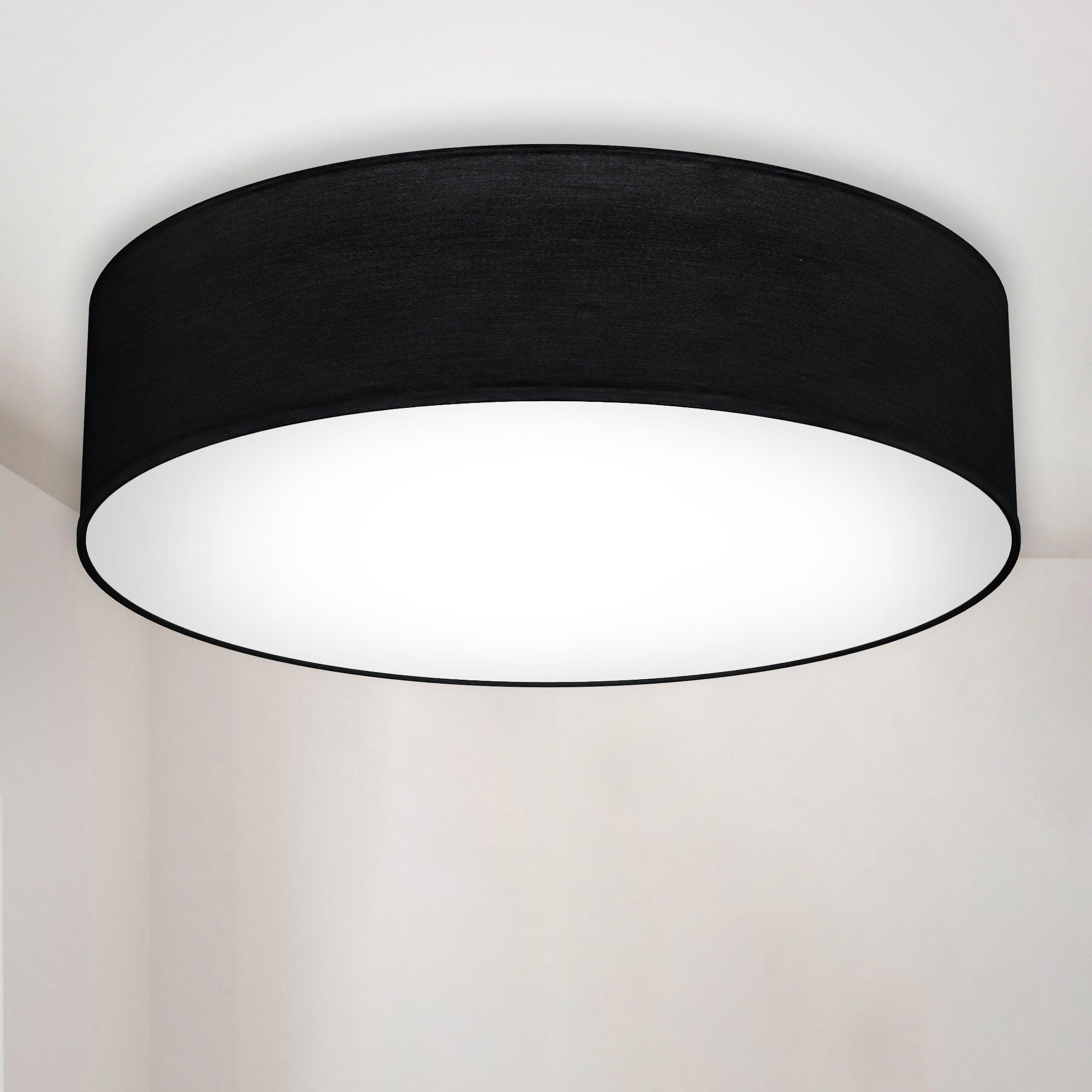 B.K.Licht LED Deckenleuchte, ohne Leuchtmittel, Deckenlampe, Textil  Lampenschirm, schwarz, Schlafzimmer, Wohnzimmer