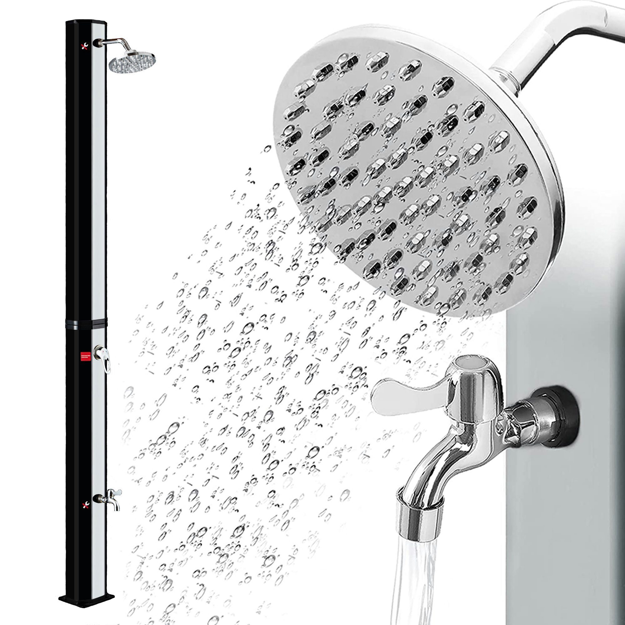 Zelsius Solardusche Mackay, 35 Liter, Silber, Mit Wasserhahn und Fußdusche bis max. 60°. € 107,95