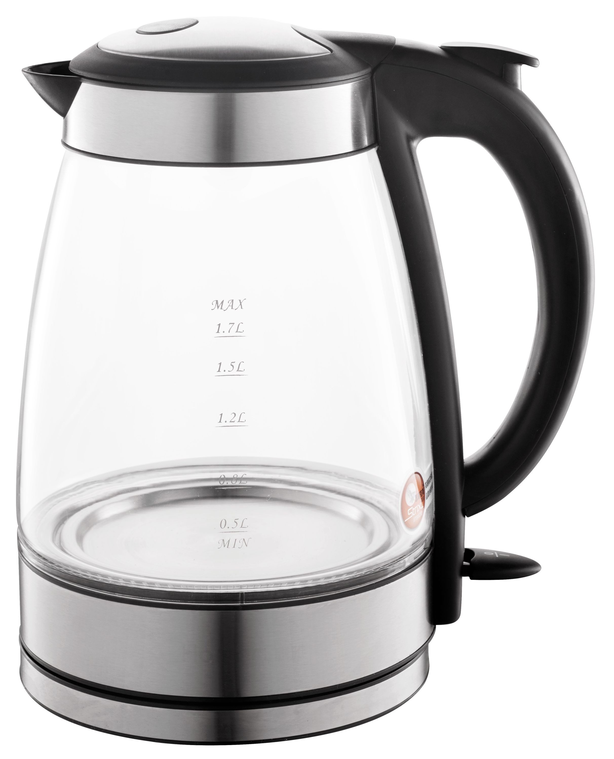 B&S Wasserkocher Glas 1,7 L - 360 Grad Drehung - beleuchtet - für Links & Rechtshänder, 1.7 l