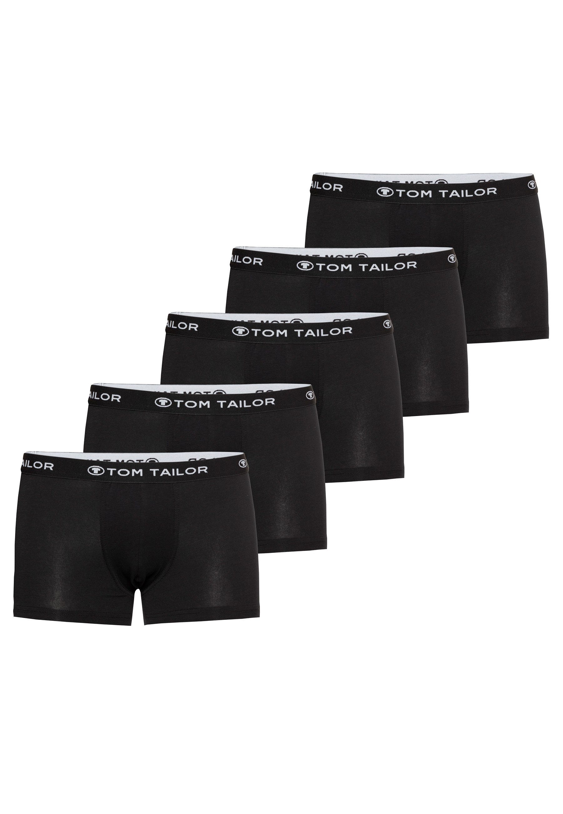 TOM TAILOR Boxershorts TOM TAILOR Herren Hip Pants schwarz uni 5er Pack (5-St)