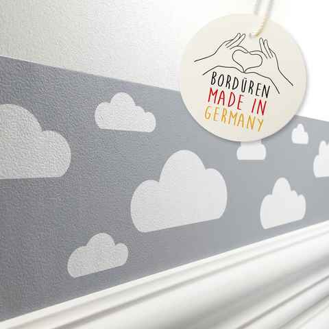 lovely label Bordüre Wolken grau - Wanddeko Kinderzimmer, selbstklebend