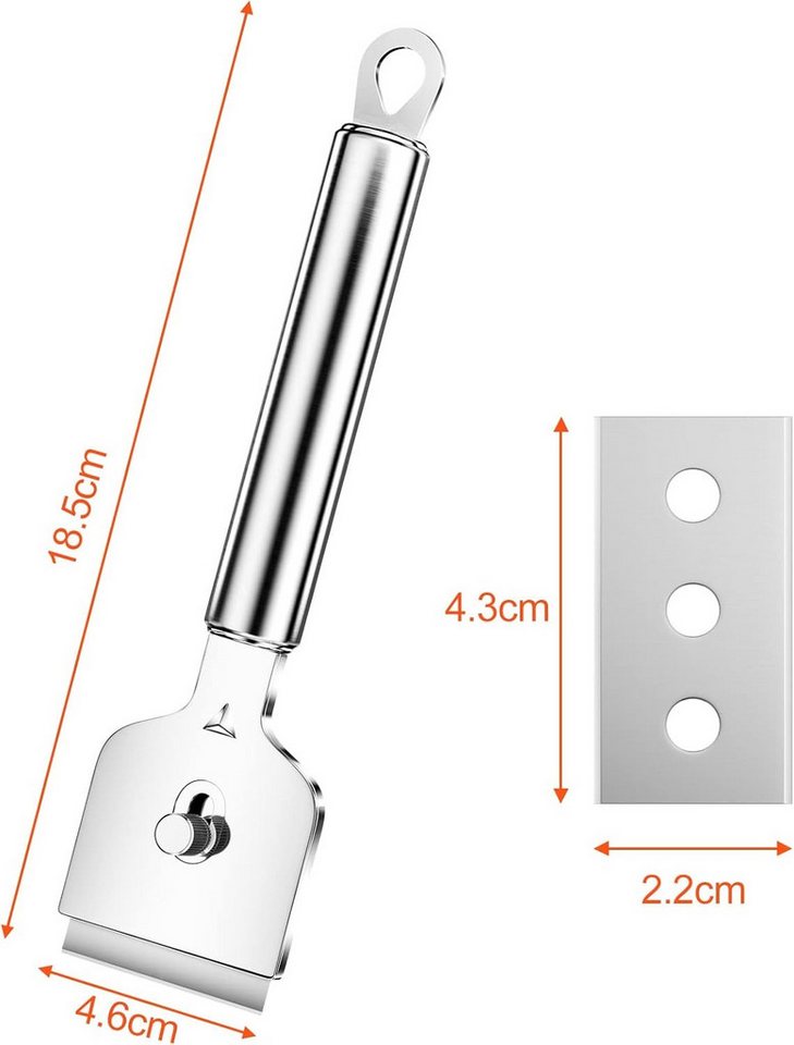 Thumbnail - Heyork Glasschaber Ceranfeldschaber Metall mit 4er Ersatzklingen für Kochfeld Backofen