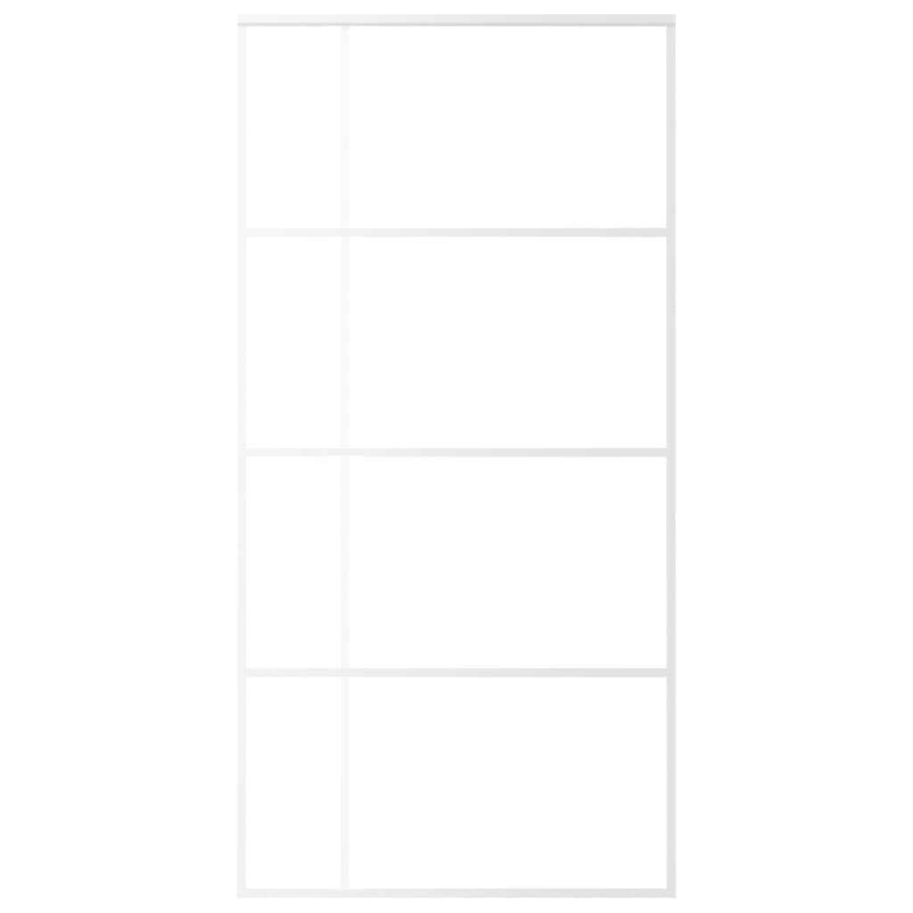 vidaXL Haustür Schiebetür ESG Glas und Aluminium mattiert 102,5x205 cm Weiß (1-St)