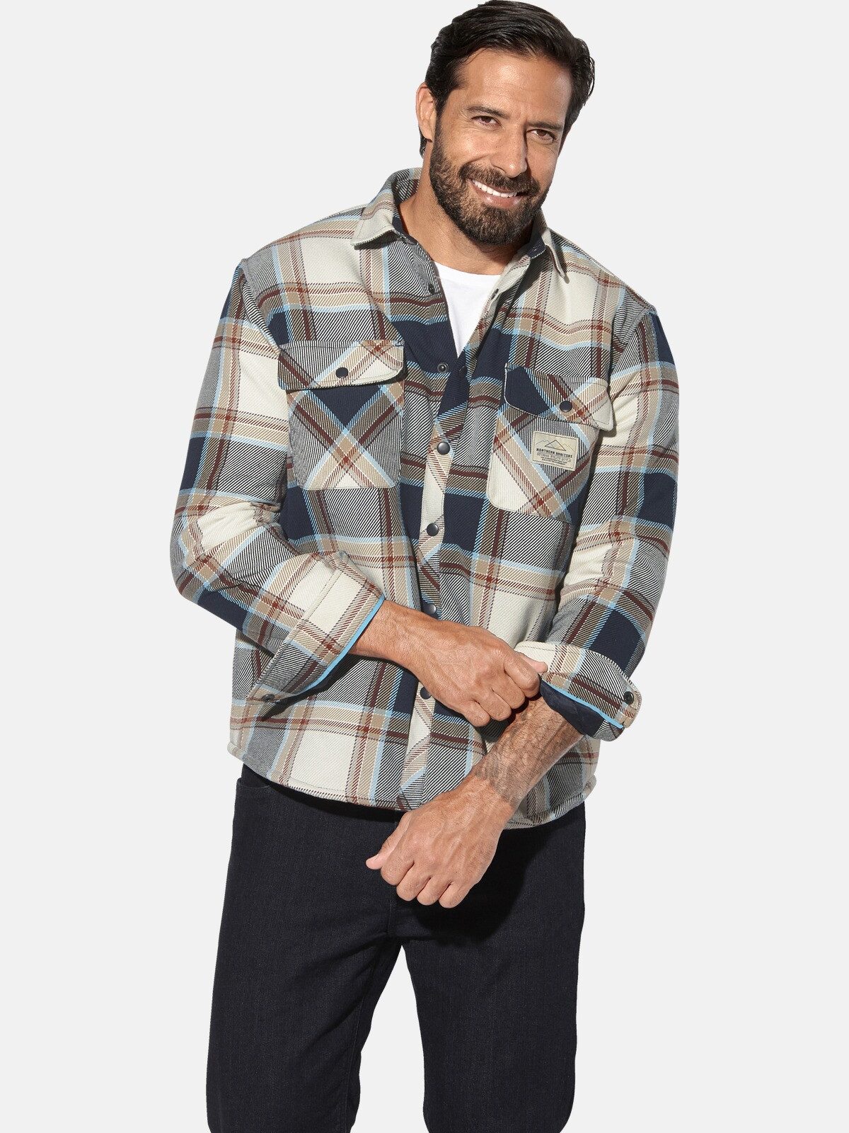 Jan Vanderstorm Outdoorhemd OLSBORG mit Lammfell-Imitat Futter günstig online kaufen