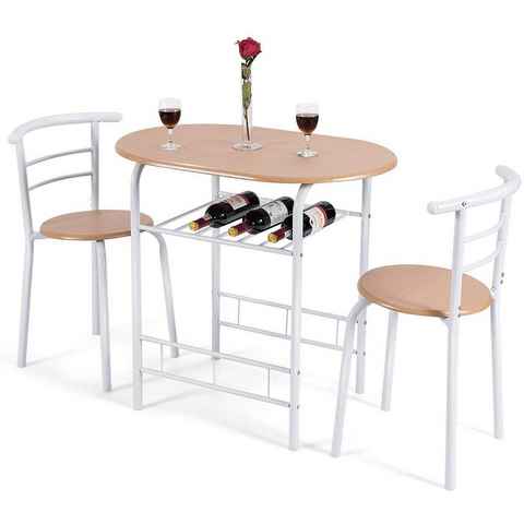 COSTWAY Sitzgruppe 3tlg. Küchenbar, (3-tlg), mit 2 Stühlen