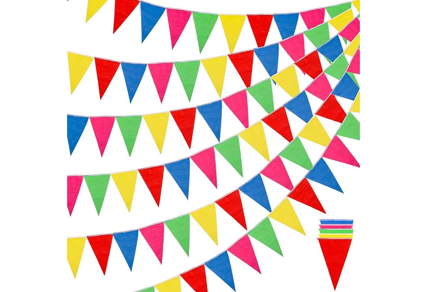 GOTPARTY Wimpelkette XXL 100 Meter Wimpelkette bunt - Innen & Draußen Banner