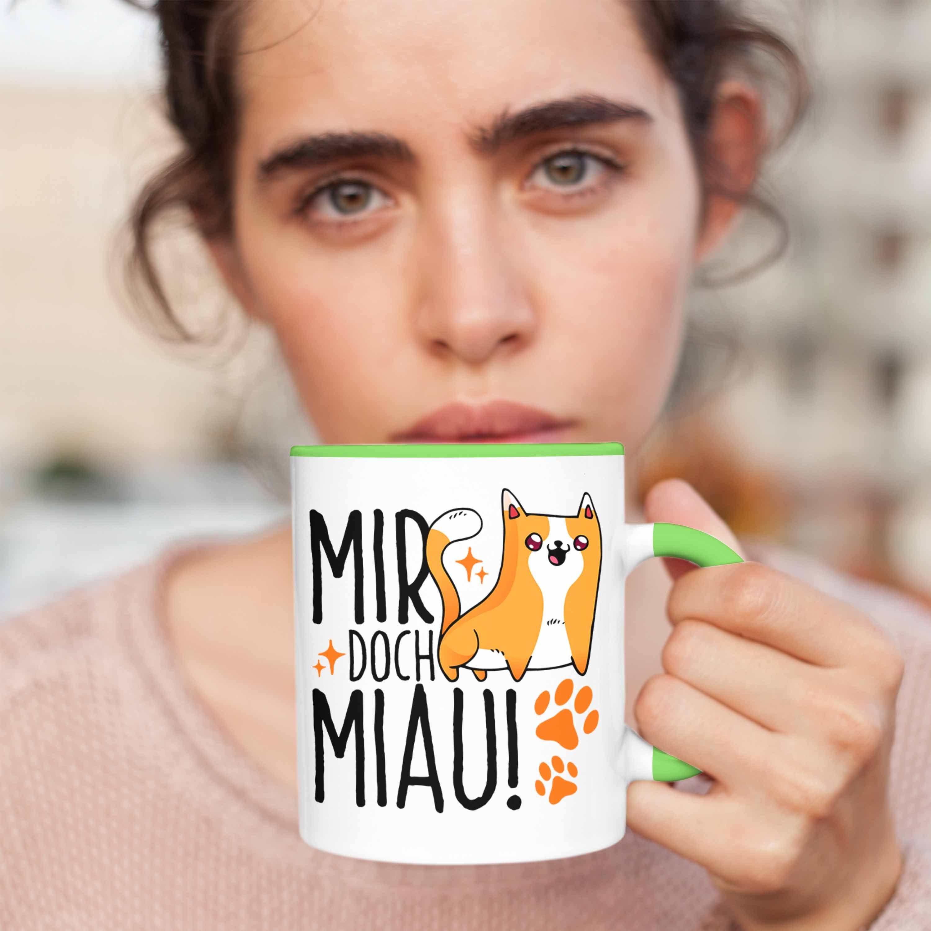 Geschenk "Mir Trendation Miau" Katzen- Doch Tasse Tasse Geschenkidee für Katzen Lustige Grün
