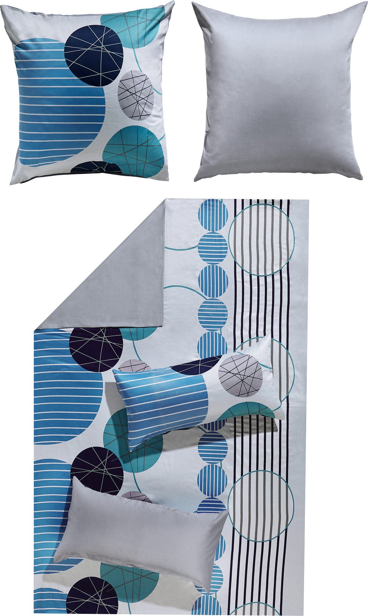 Erwin Müller Bettwäsche Wendebettwäsche, Mako-Satin, Mako-Satin Kreise/Grafik