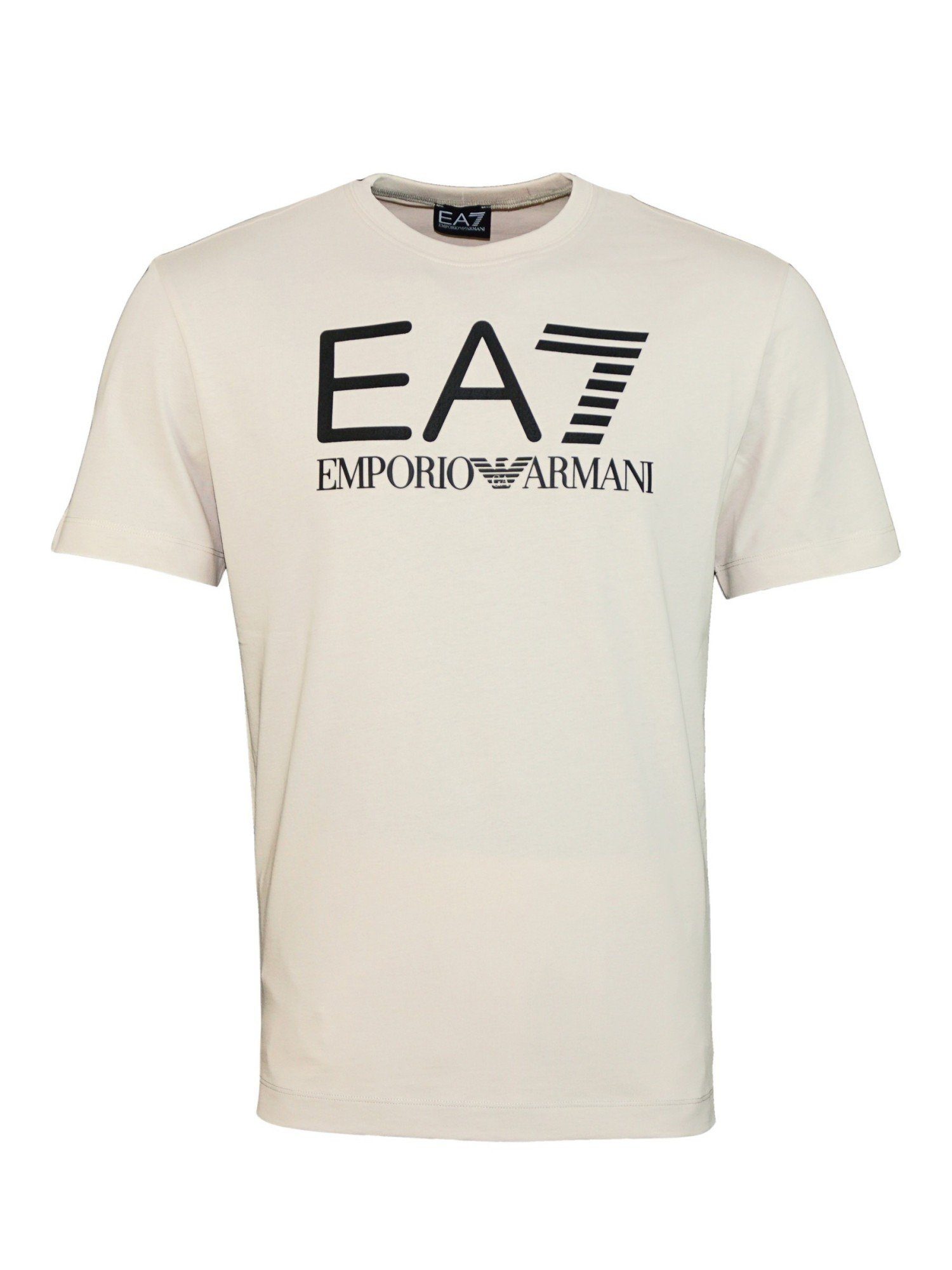 Logo beige Armani Rundhalsausschnitt mit T-Shirt Tee (1-tlg) Emporio Shirt