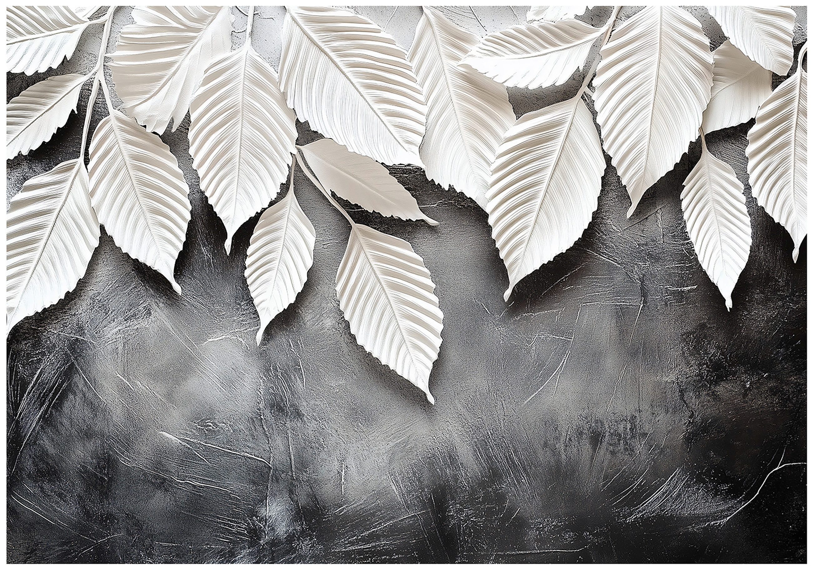 Wallarena Fototapete Blätter Grau 3D Effekt Vlies Tapete Wohnzimmer Schlafz günstig online kaufen