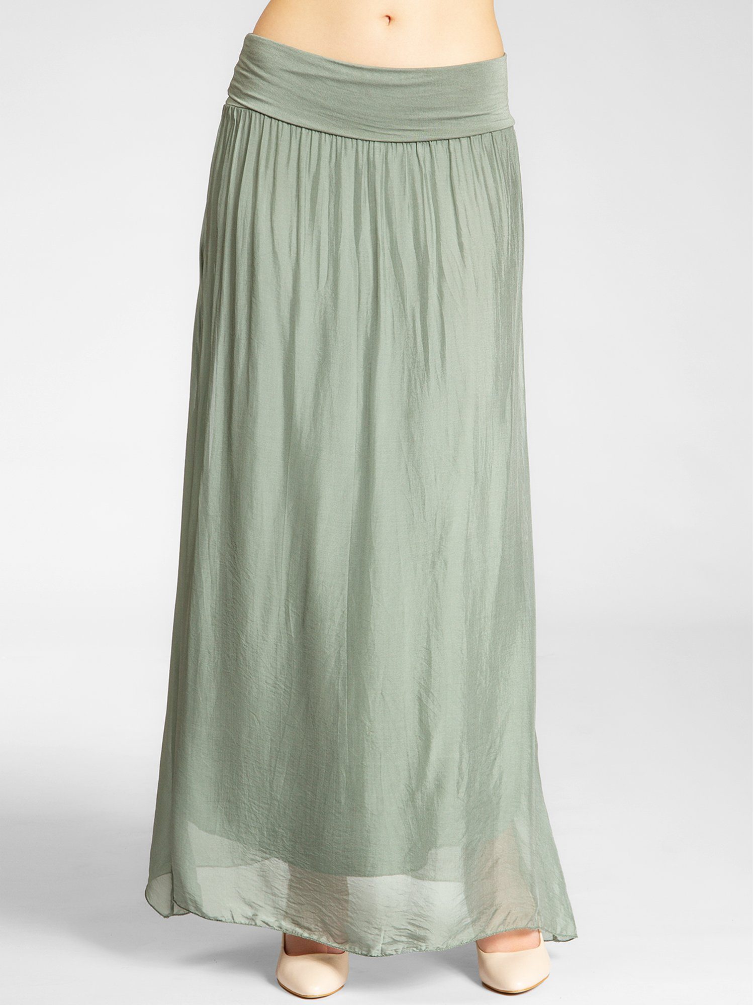 Caspar Faltenrock RO025 eleganter leichter Damen Sommer Rock mit Seidenanteil mit figurfreundlichem Stretch Bund - Made in Italy