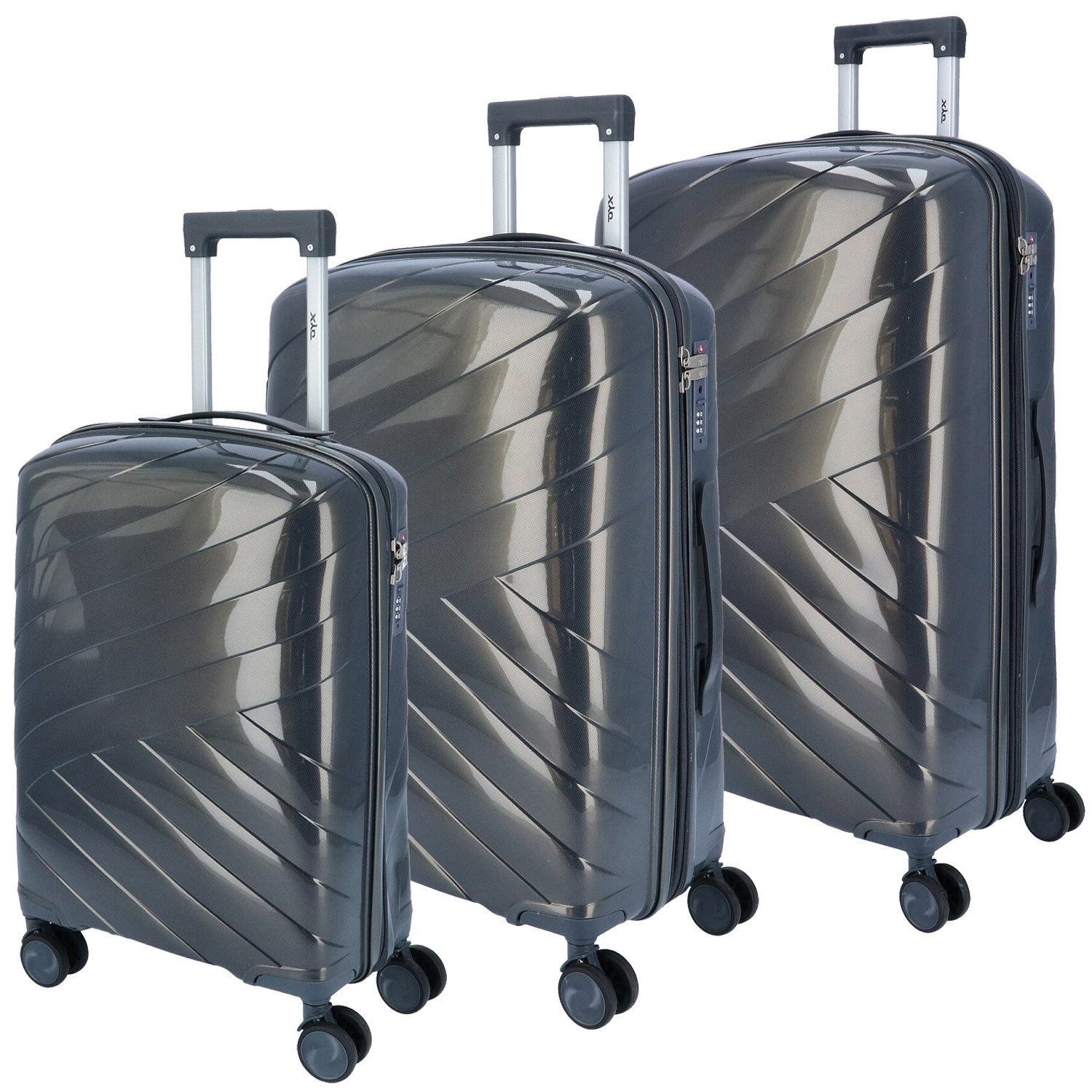 Koffer DYX 4 Rollen Trolley 3er Set S/M/L Dubai grau