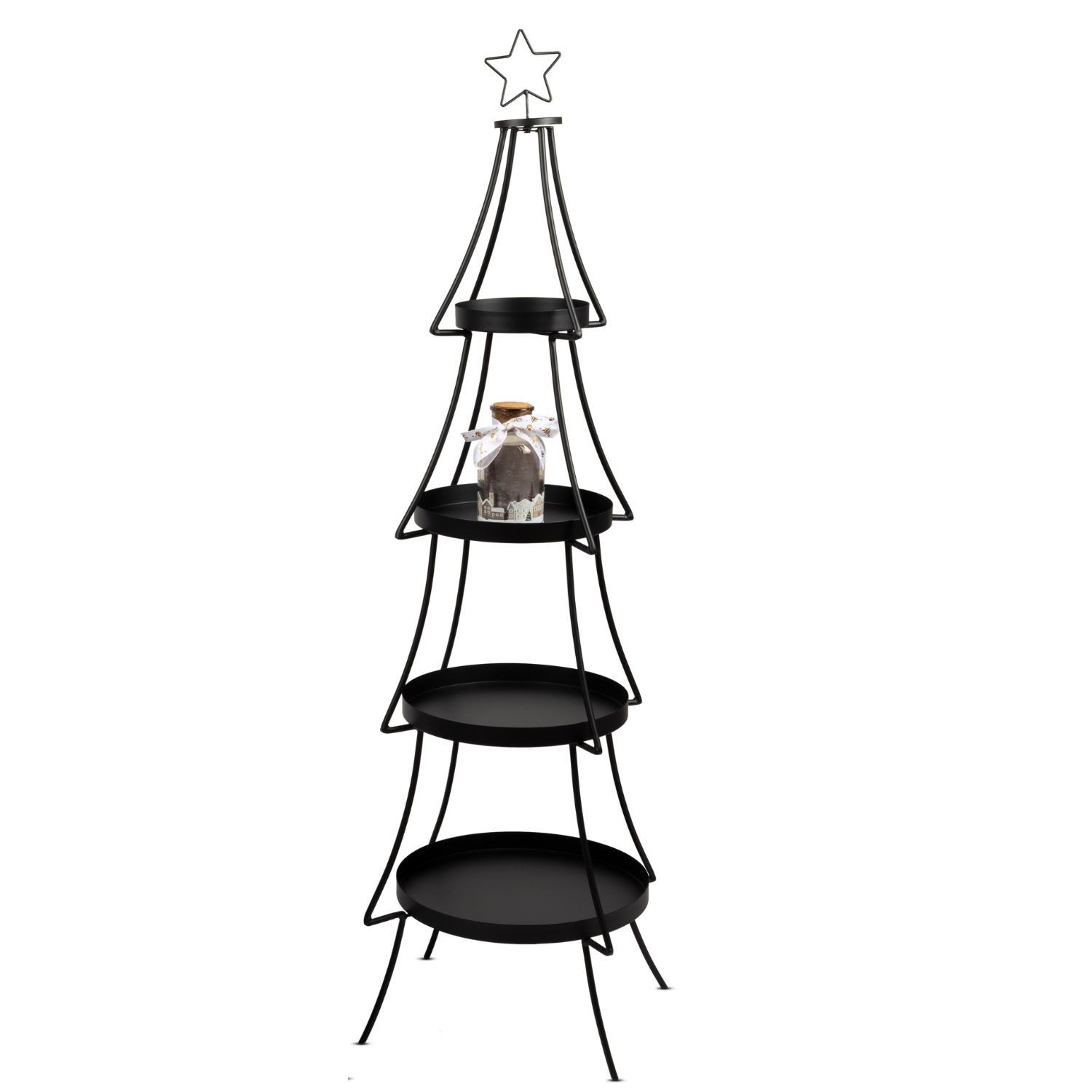 formano Dekoschale Winterzeit, mit aufgesetztem Stern, Schwarz, Tanne, H: 158cm
