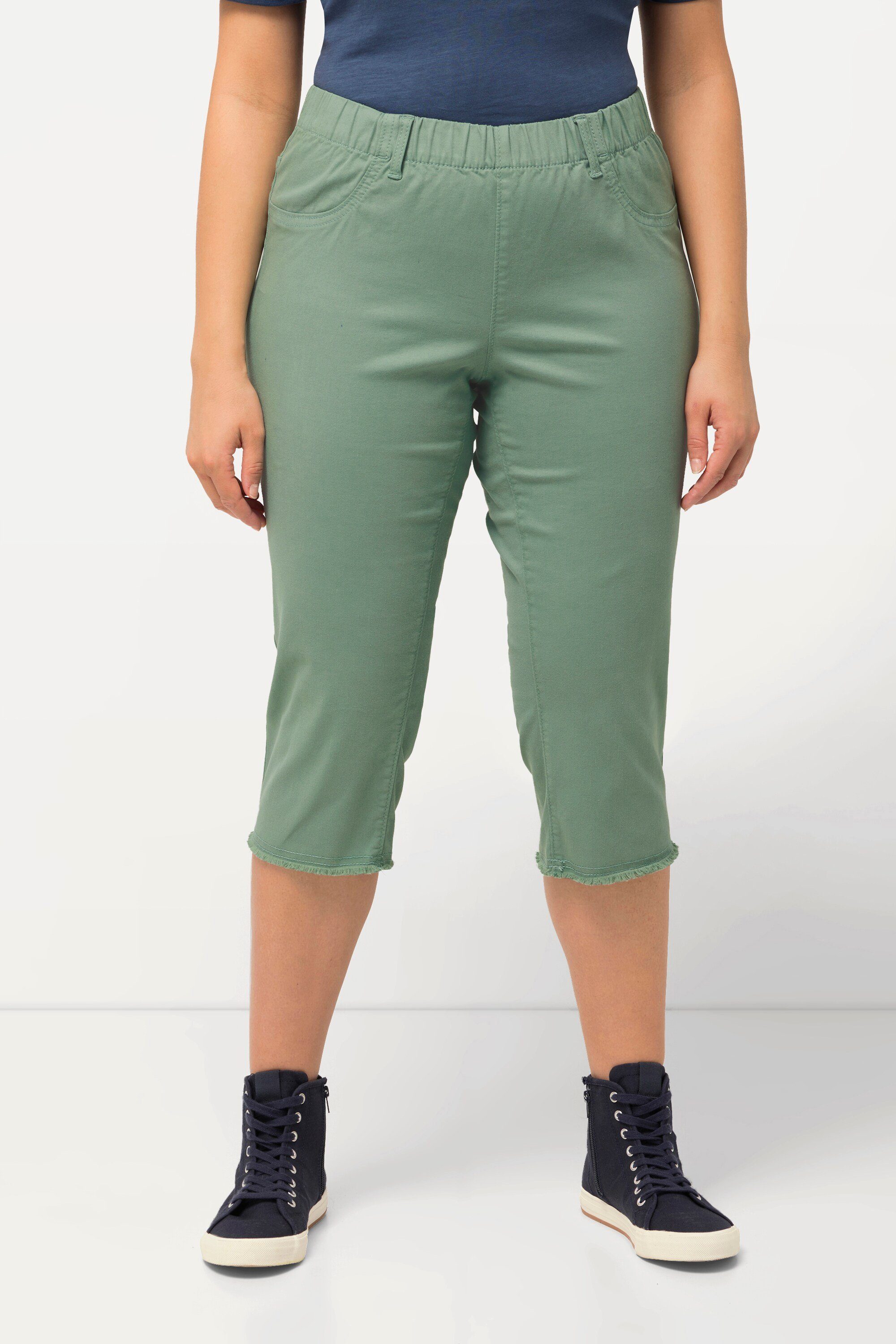 Ulla Popken Caprihose Caprihose Sienna Fransensaum günstig online kaufen