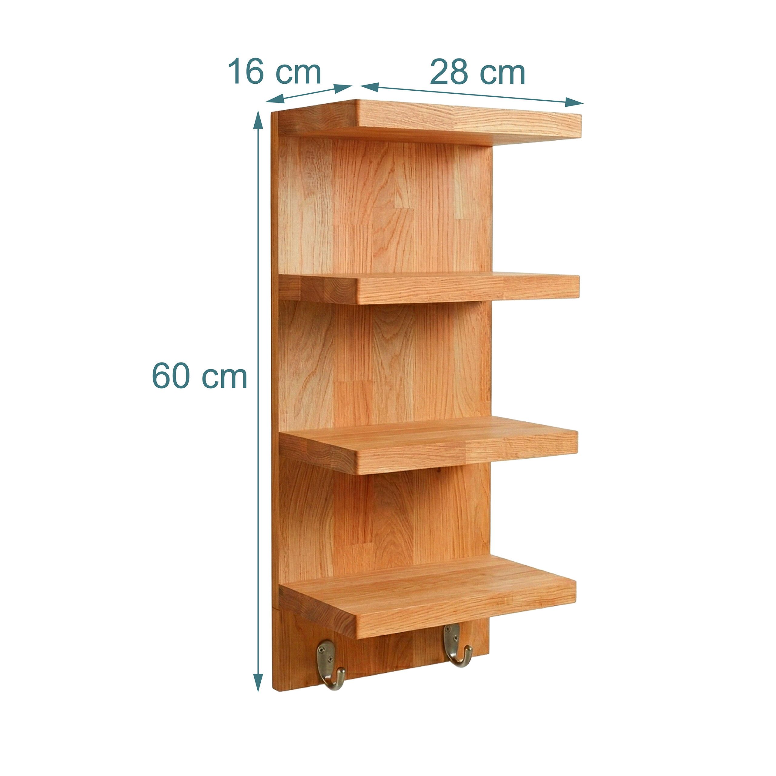 relaxdays Badregal Wandregal Bad mit 4 Ablagen & 2 Haken, 1-tlg. – Bild 4 von 5