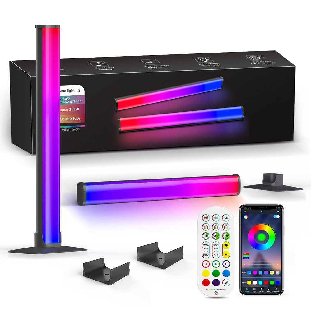 DESUO LED-Streifen 2er Smart LED Lightbar mit 16 Mio. Farben RGB Gaming Lampe für TV Deko