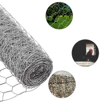 Bettizia Maschendrahtzaun Gartenzaun Sechseckgeflecht 1m x 10m, Silber, (1-St)