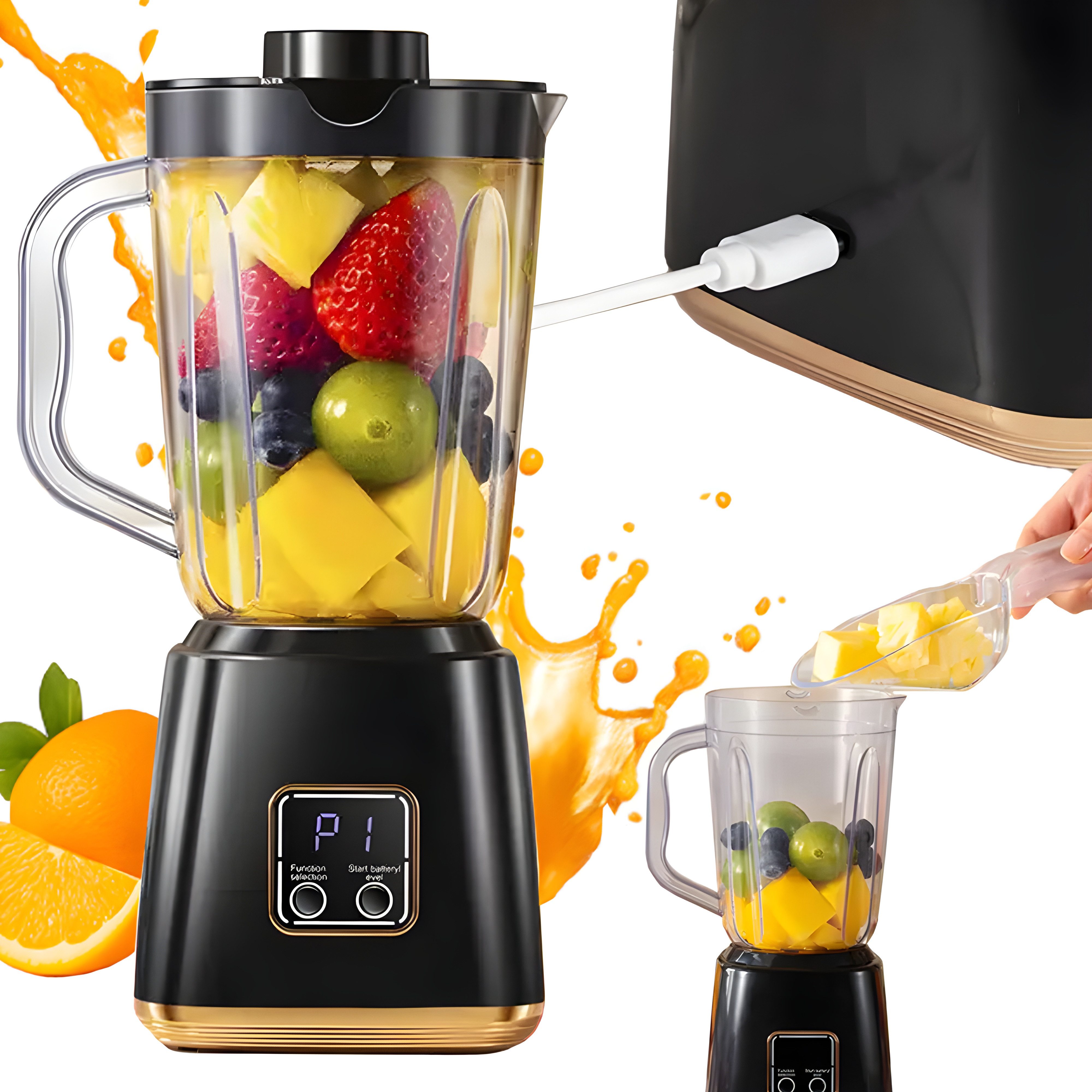VERK GROUP Standmixer Smoothie Mixer USB, 50 W, Kabellos, USB-C, 10 Edelstahlklingen, 3 Programme, 600 ml