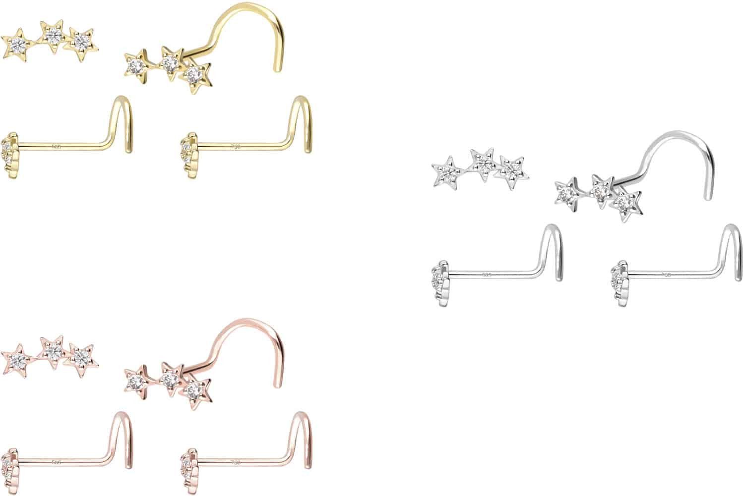 PIERCINGLINE Nasenpiercing 14/18 Karat Gold Nasenstecker Spirale 3 MOISSANI günstig online kaufen