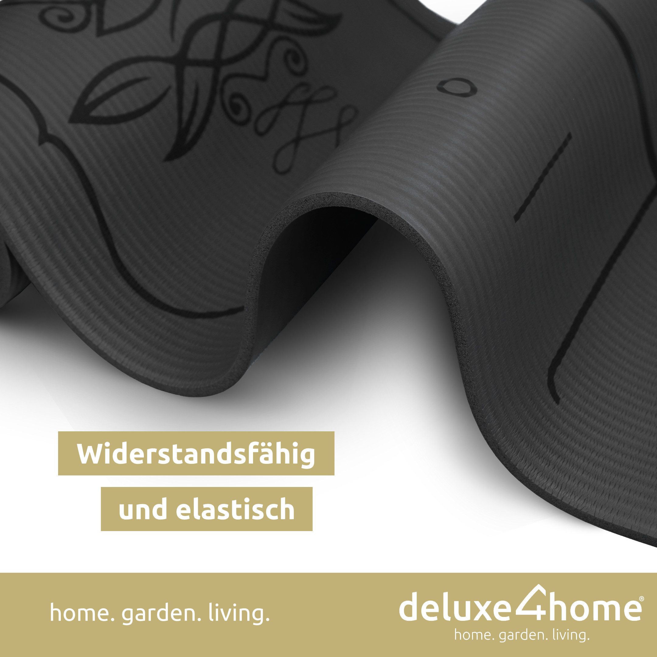 deluxe4home Yogamatte Gymnastikmatte mit Ausrichtungslinien I Phthalatfreie NBR Turnmatte, inkl. Tragegurt