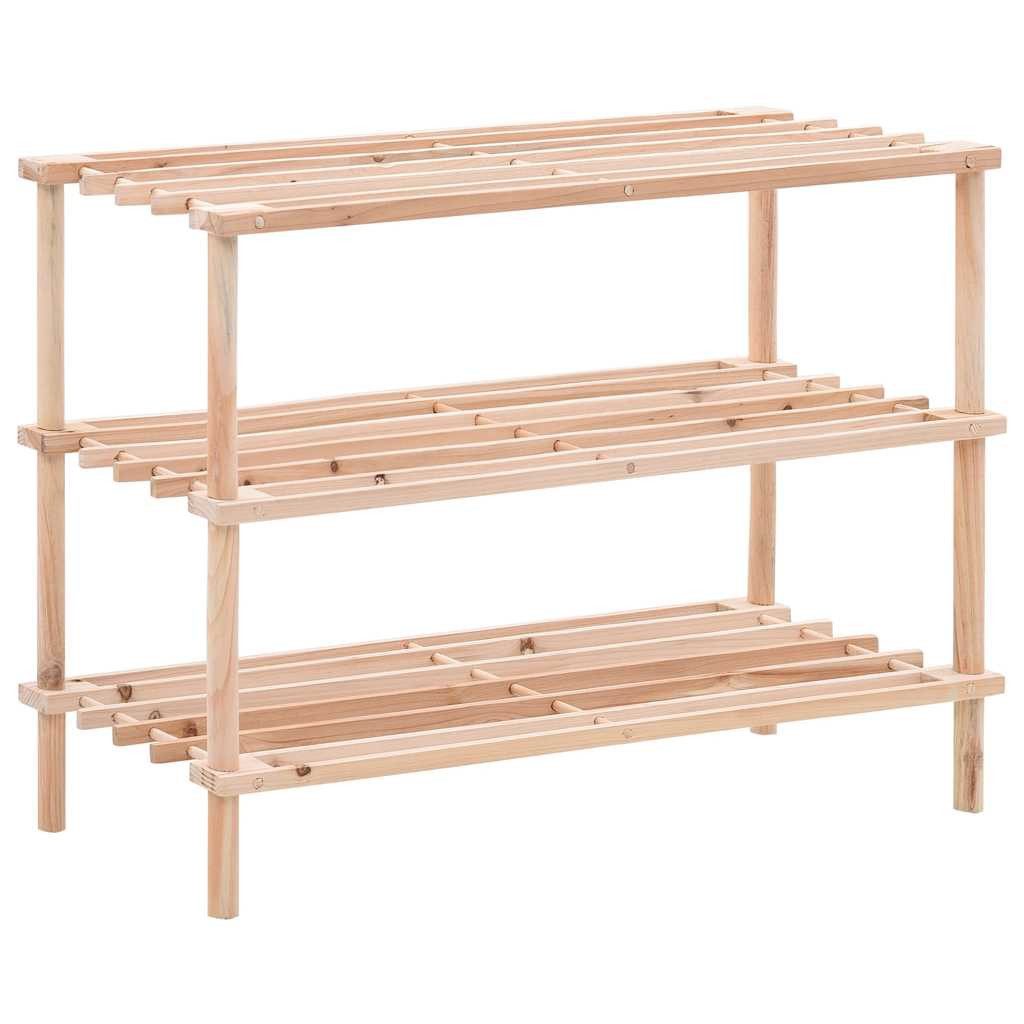 furnicato Schuhregal Massivholz 74 x 26 x 48,5 cm, 1-tlg., Stabiler Schuhständer mit 3 Ablagen für deinen Eingangsbereich