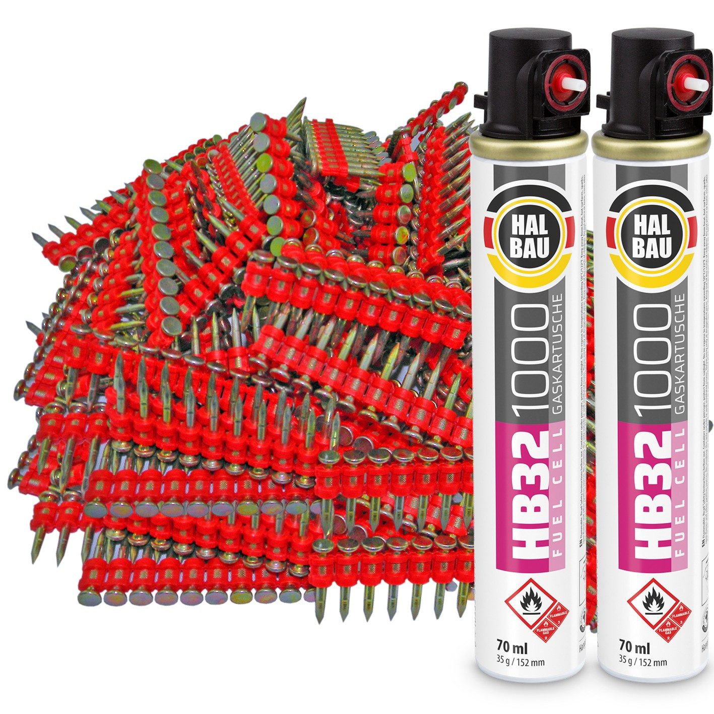 ConToo Nagel Gaskartusche HB32 x 2 St. + Betonnägel 25mm 2000 St HB42