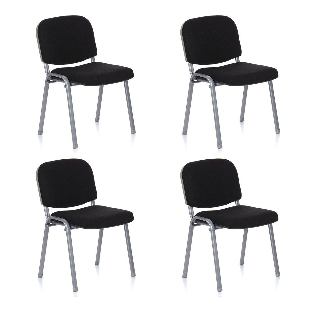 hjh OFFICE 4-Fußstuhl Vierfußstuhl 4er Pack XT 600 Stoff, 4er Set Besucherstühle gepolstert, bis 4 Stühle stapelbar