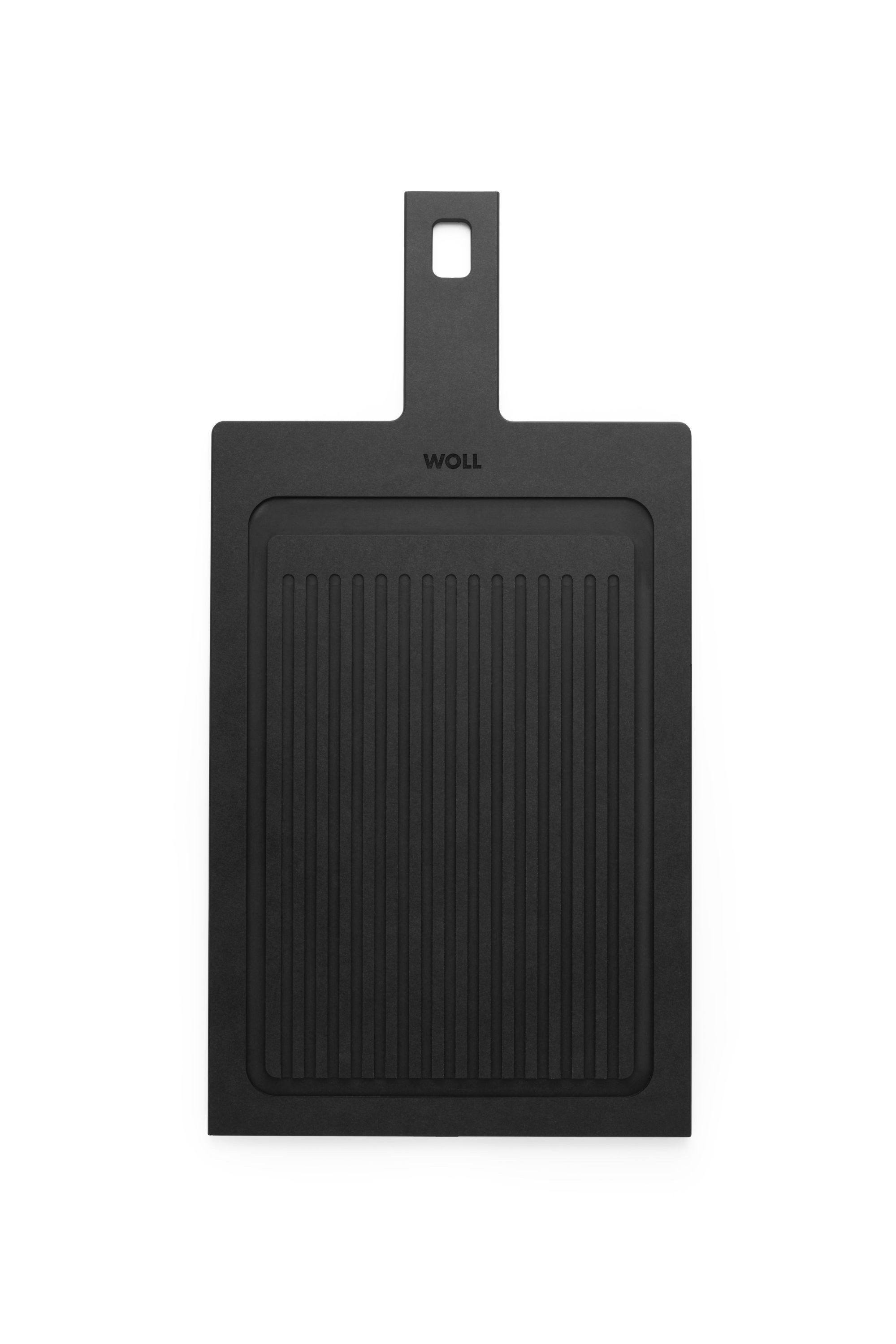 WOLL Kräuterschneidebrett Norbert Woll Schneidebrett Cut & Serve 49 x 25 cm Schwarz FSC, FSC-zertifizierter Papierverbundstoff, Vier stabile Silikonfüße für höchste Standfestigkeit