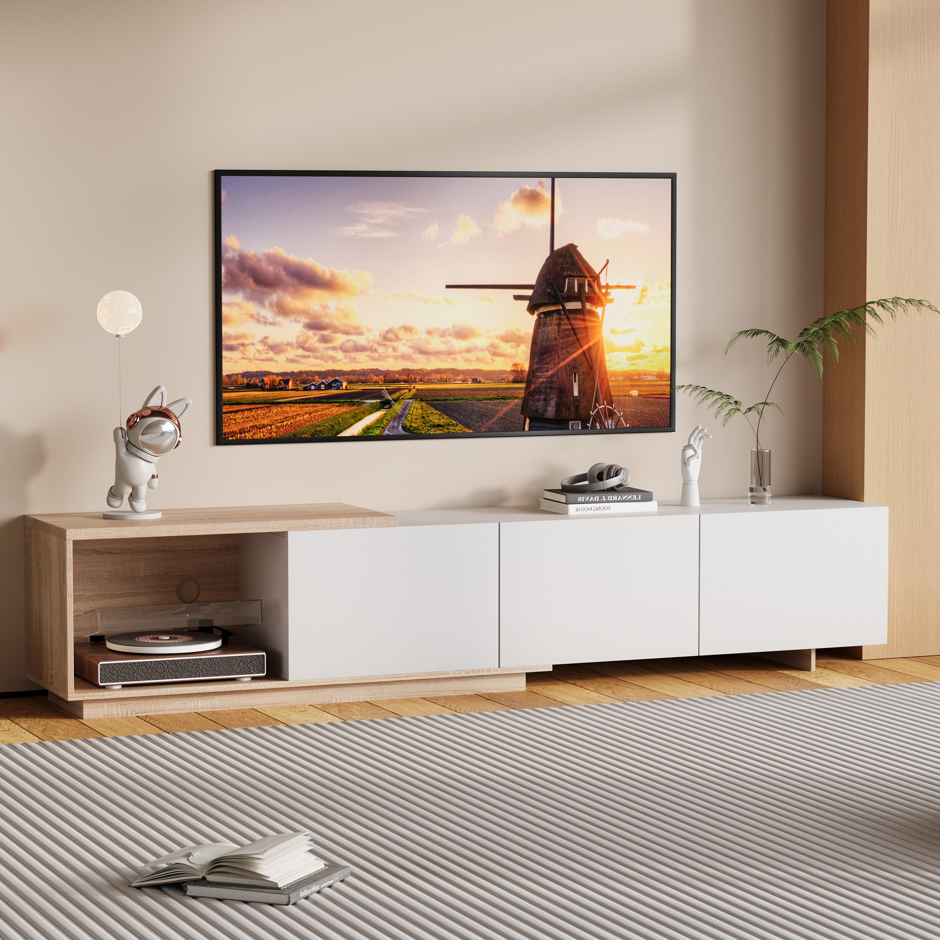 FUROKOY Lowboard Hochglanz-TV-Schrank, für bis 75 Zoll (Fernsehtisch, Ferns günstig online kaufen