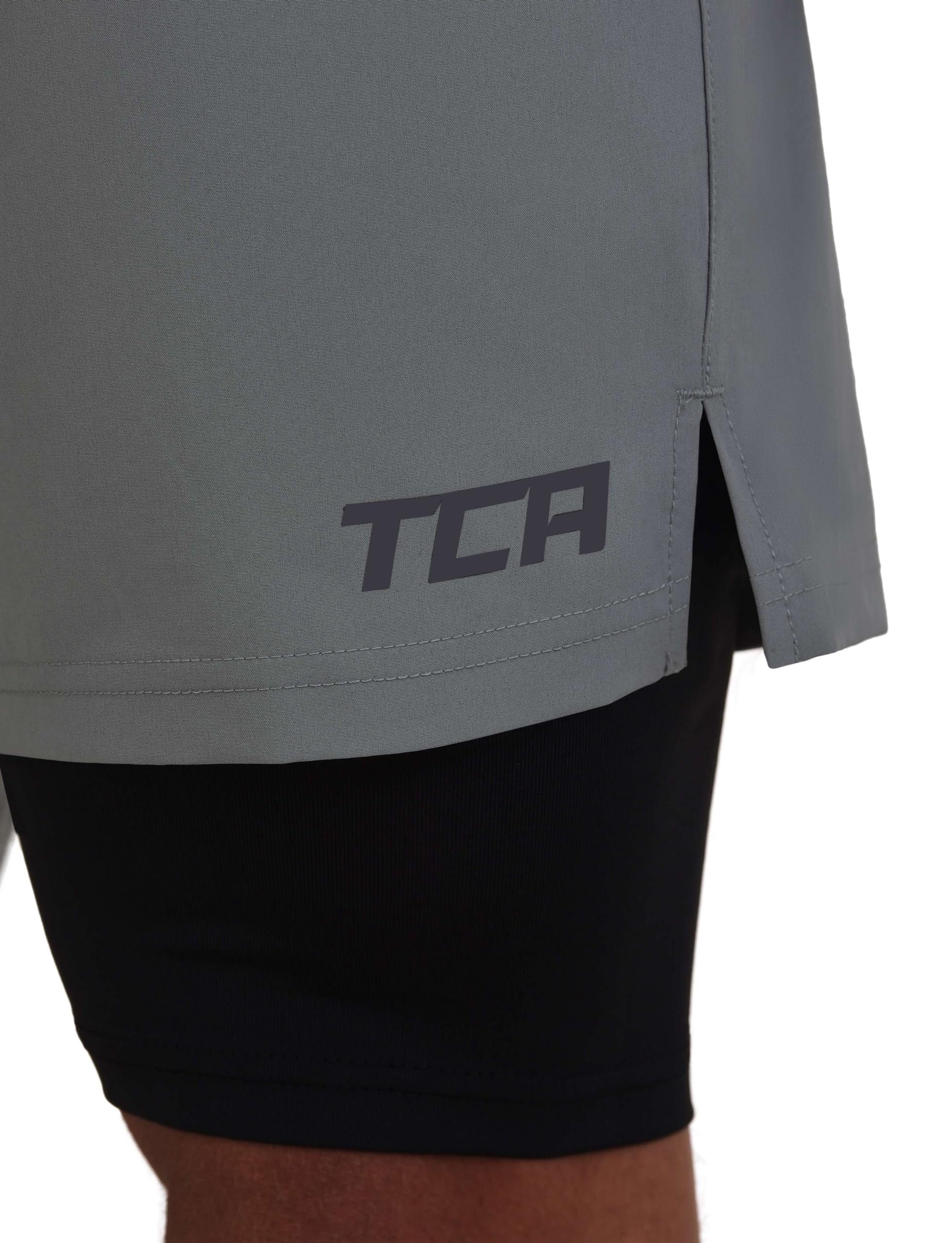 TCA Trainingsshorts TCA Herren 2 mit 1 Kompressionshose XXL - in Laufhose Grau
