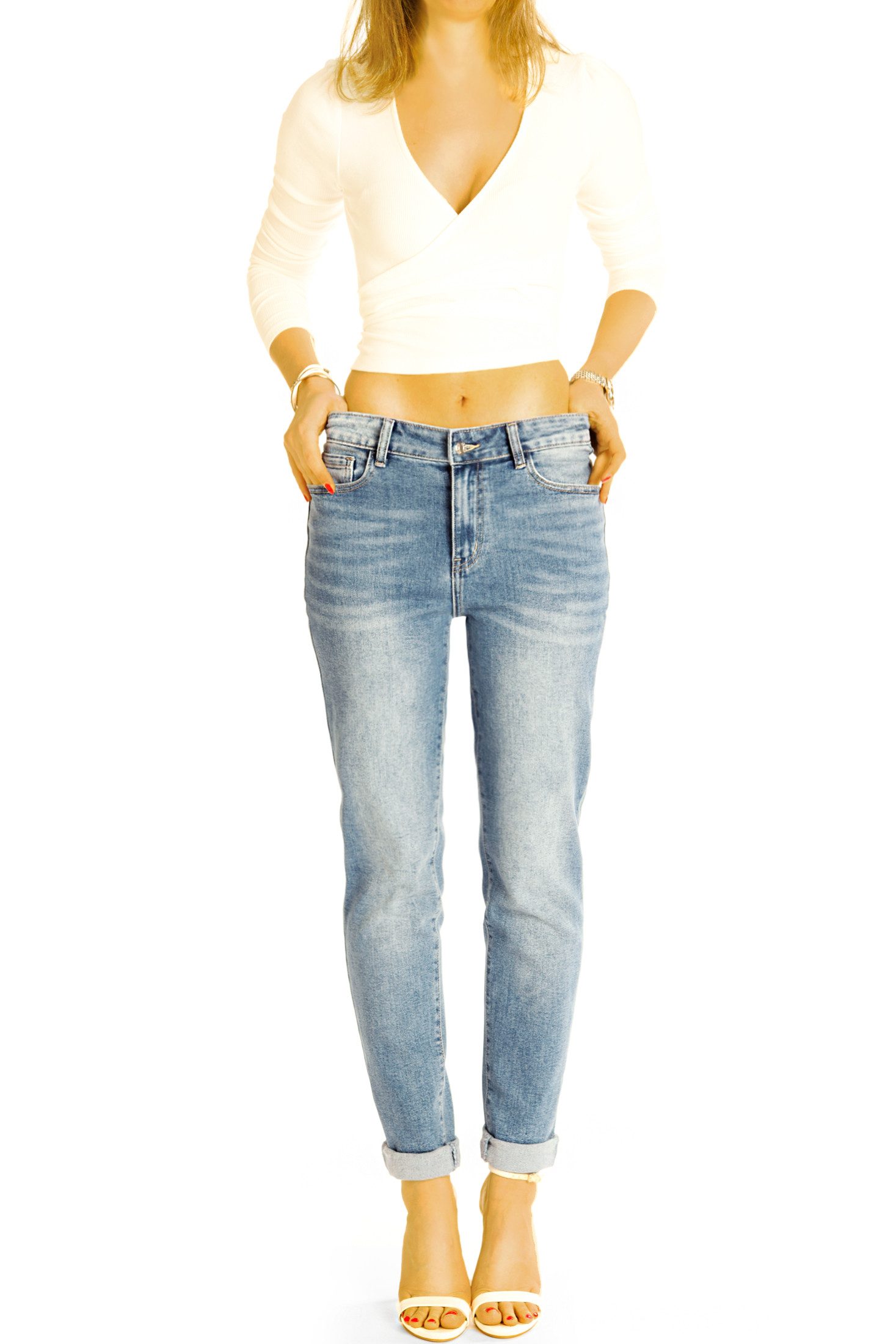 be styled Mom-Jeans Medium waist Mom Jeans - lässige Boyfriend Stretchjeans - Damen - j45k mit Stretch-Anteil