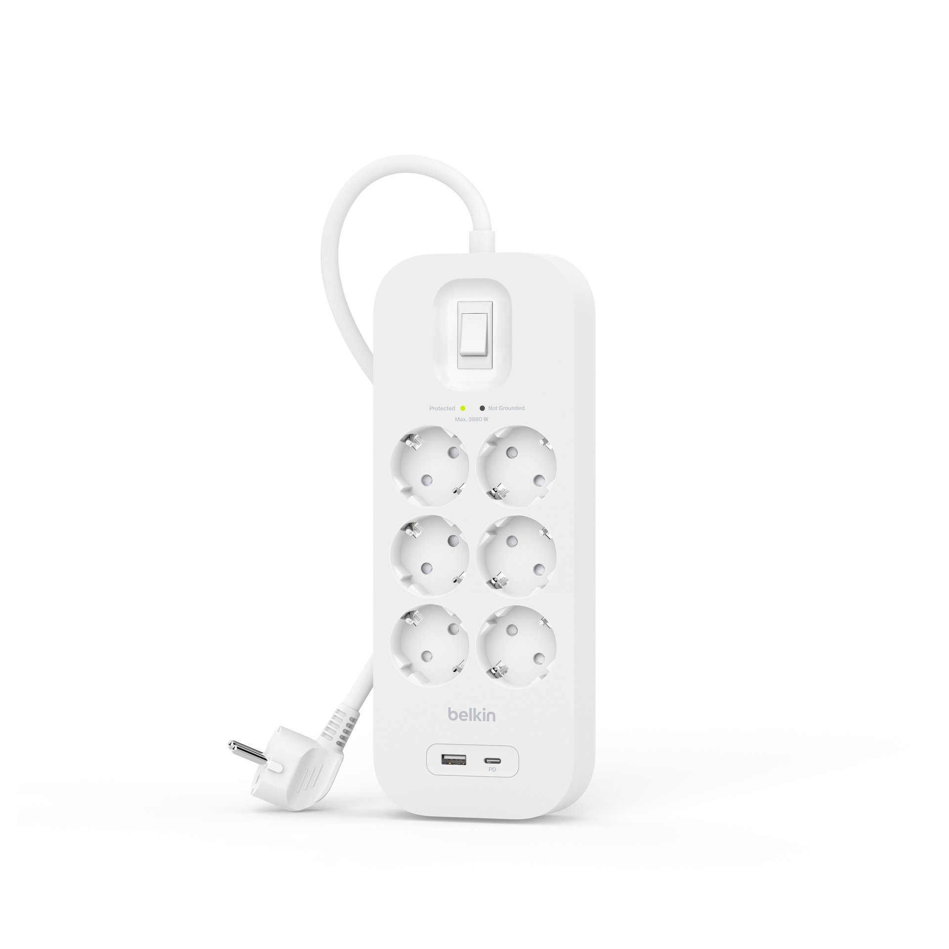 Belkin USB-Verteiler Surge Plus Розеткиleiste 6-Fach, 18 Watt PD-Schnellladen