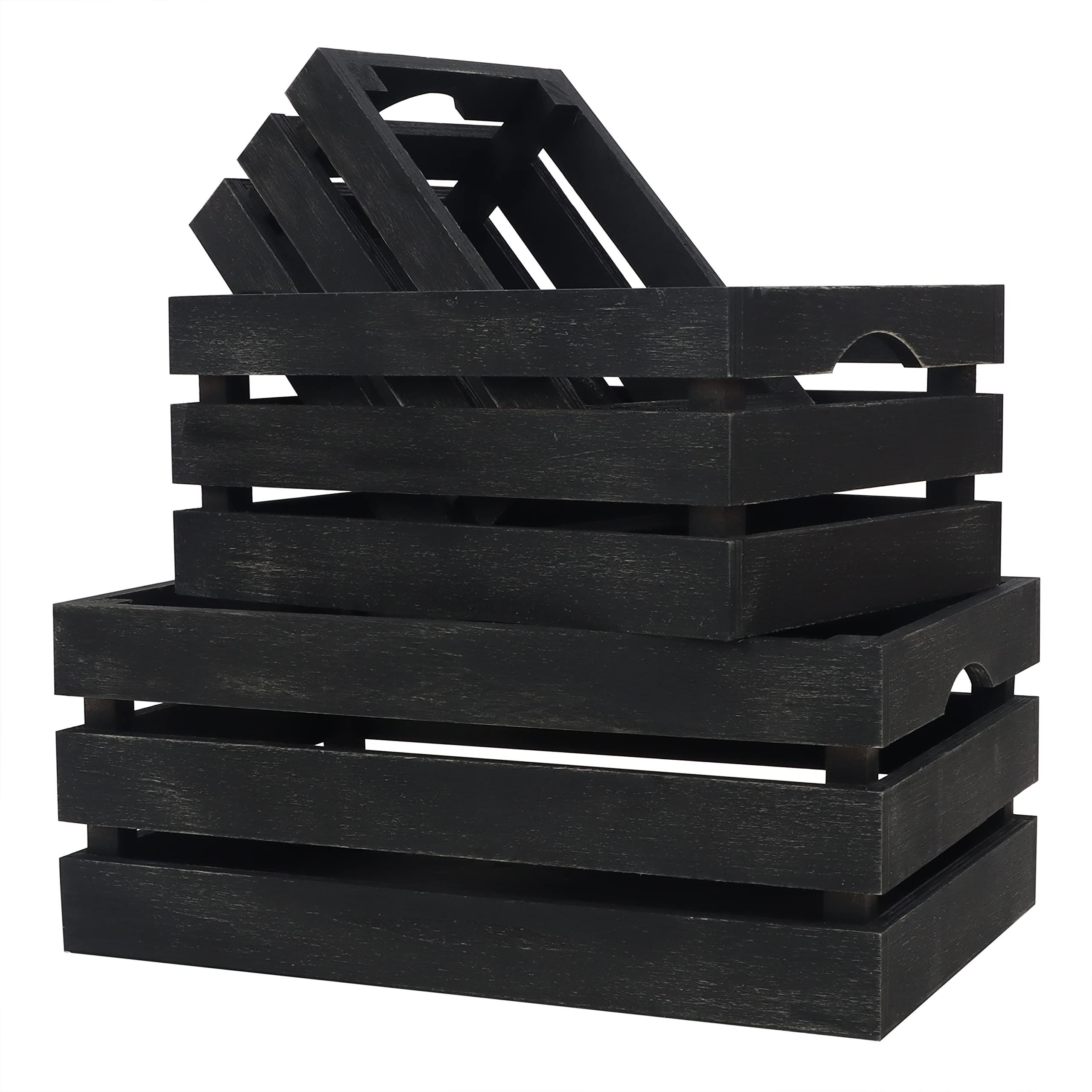 Belle Vous Organizer Holz Aufbewahrungsboxen mit Griff (3 Stück), Wooden  Storage Boxes with Handle (3 pcs)