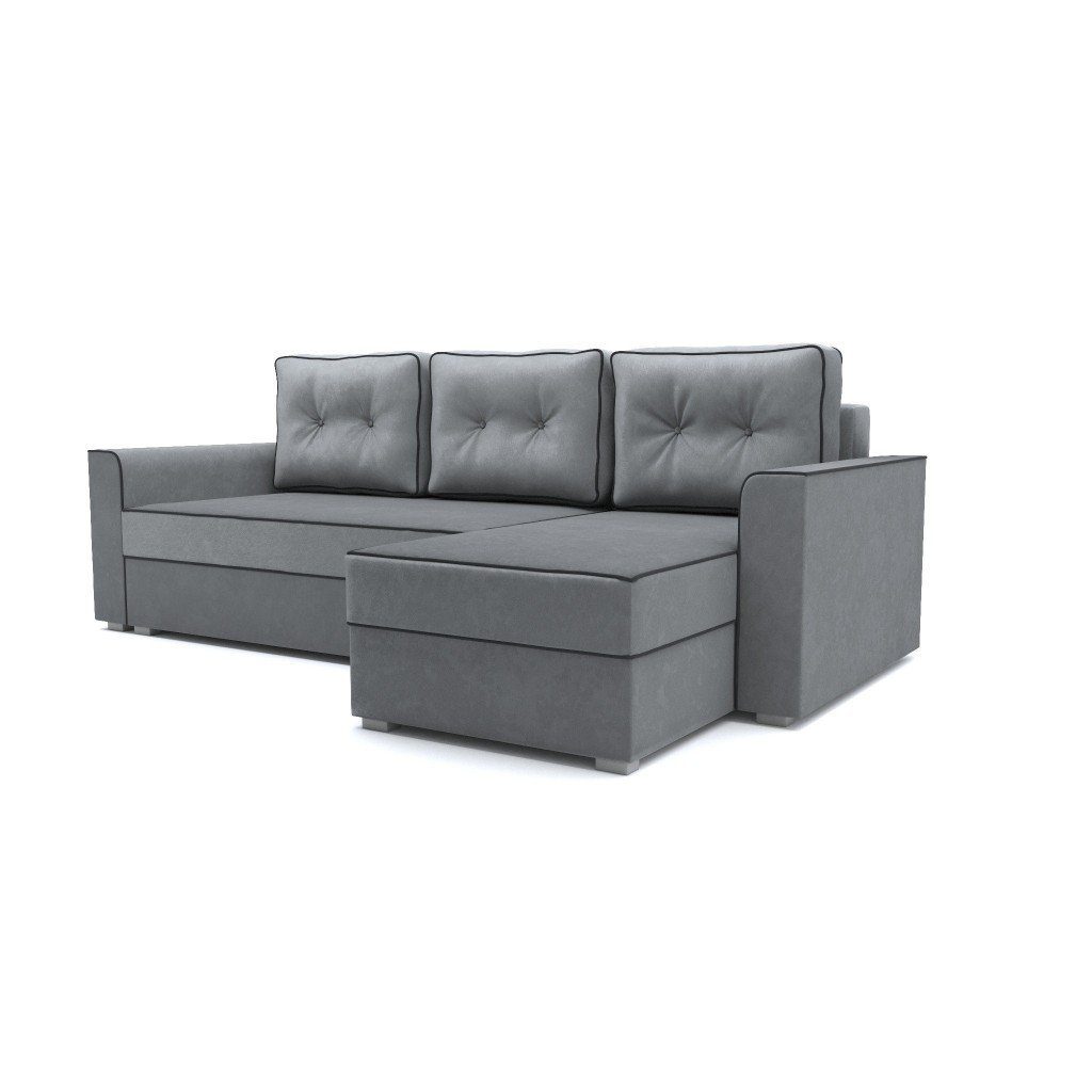 x H90 mit T145 Grau 200 cm Liegefläche: 2x 45 x Ecksofa Schlafsofa Polstercouch cm, Schlaffunktion, 130 cm, Furnix x B230 ELARE Bettkasten, Sitzhöhe