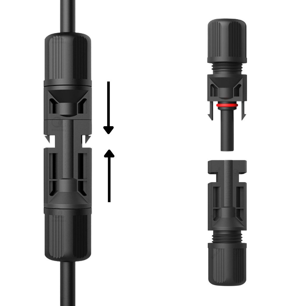 smartEC Solarstecker/Buchse 1 Paar 4 - 6mm² Solarkabel, Außendurchmesser 5,2mm (79 cm), Kabeltyp H1Z272-K IP68 Verlängerungskabel 5-30 Meter