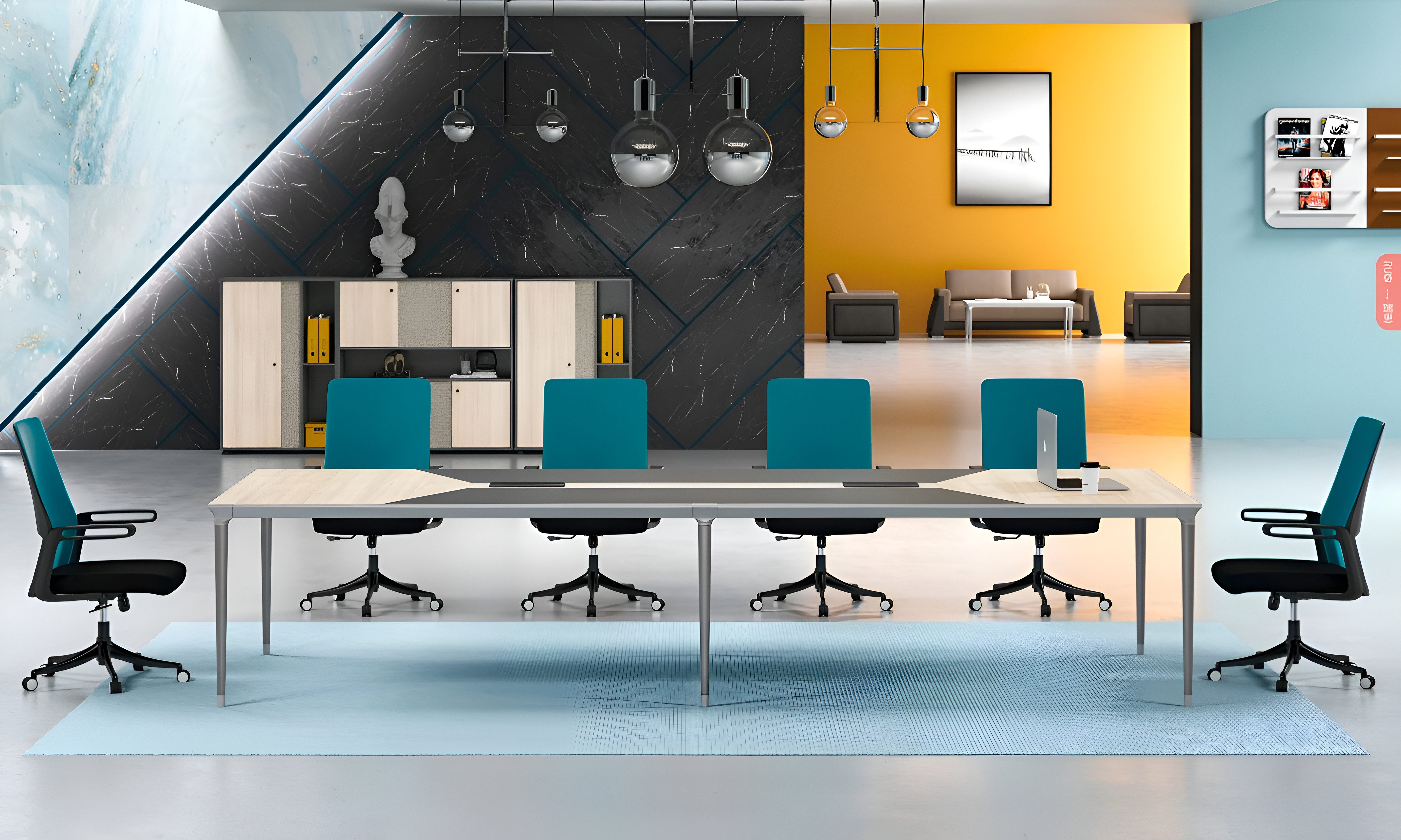 JVmoebel Konferenztisch Bürotisch Arbeitstisch Schreibtisch Holz Grau Modern Stylisch (Konferenztisch), Made in Europa