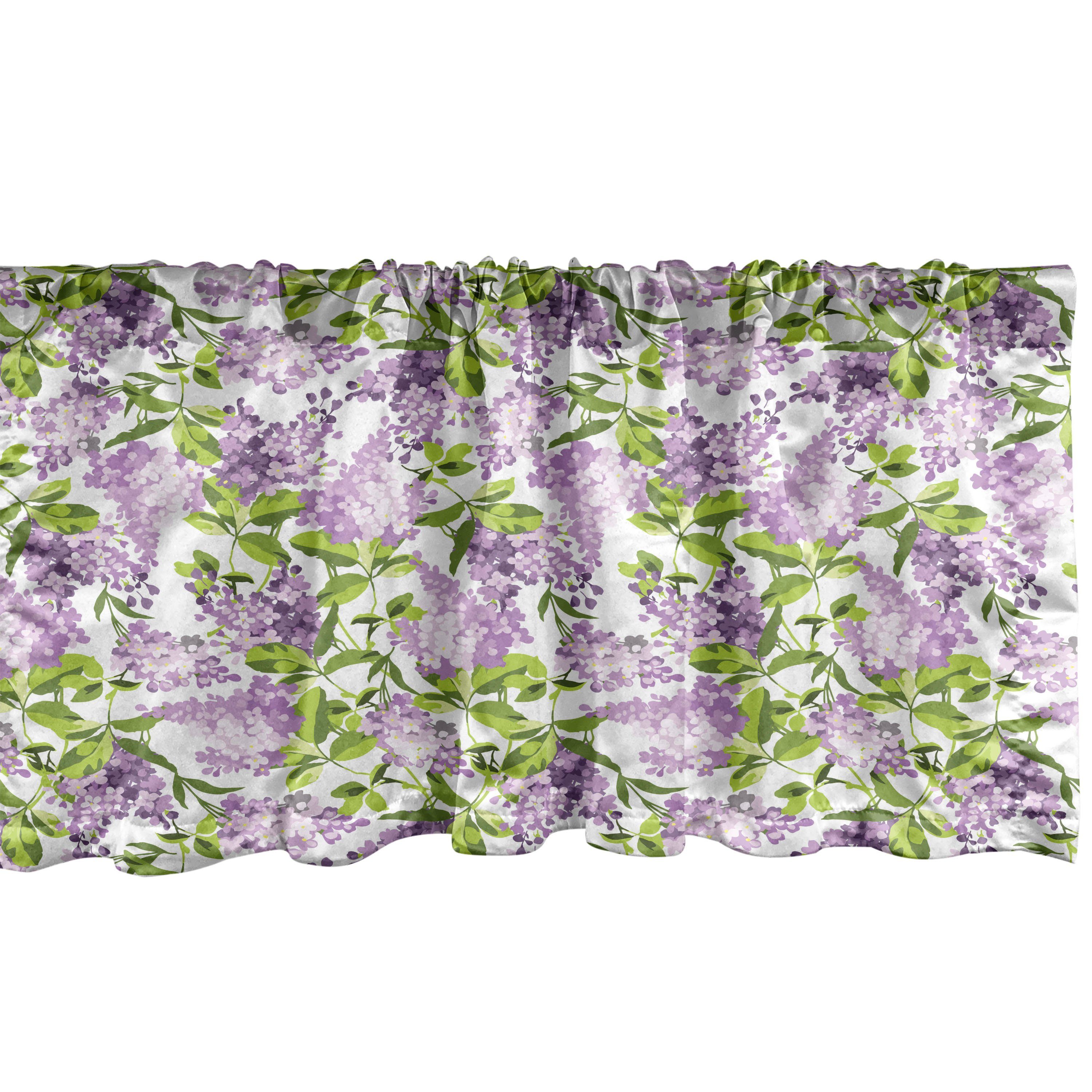 Scheibengardine Vorhang Volant für Küche Schlafzimmer Dekor mit Stangentasche, Abakuhaus, Microfaser, Mauve Botanic Frühling Pflanzen