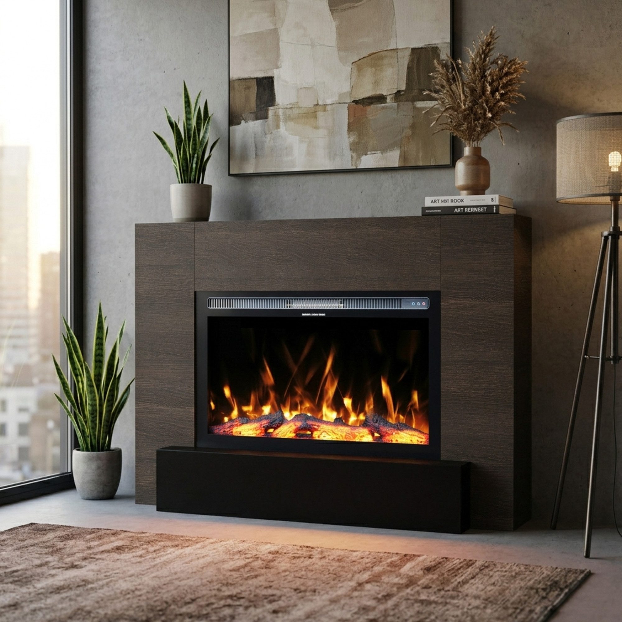 GARLIVO Elektrokamin Garlivo MILANO Elektrokamin, täuschend echte Flamme mit Heizung und Knistereffekt