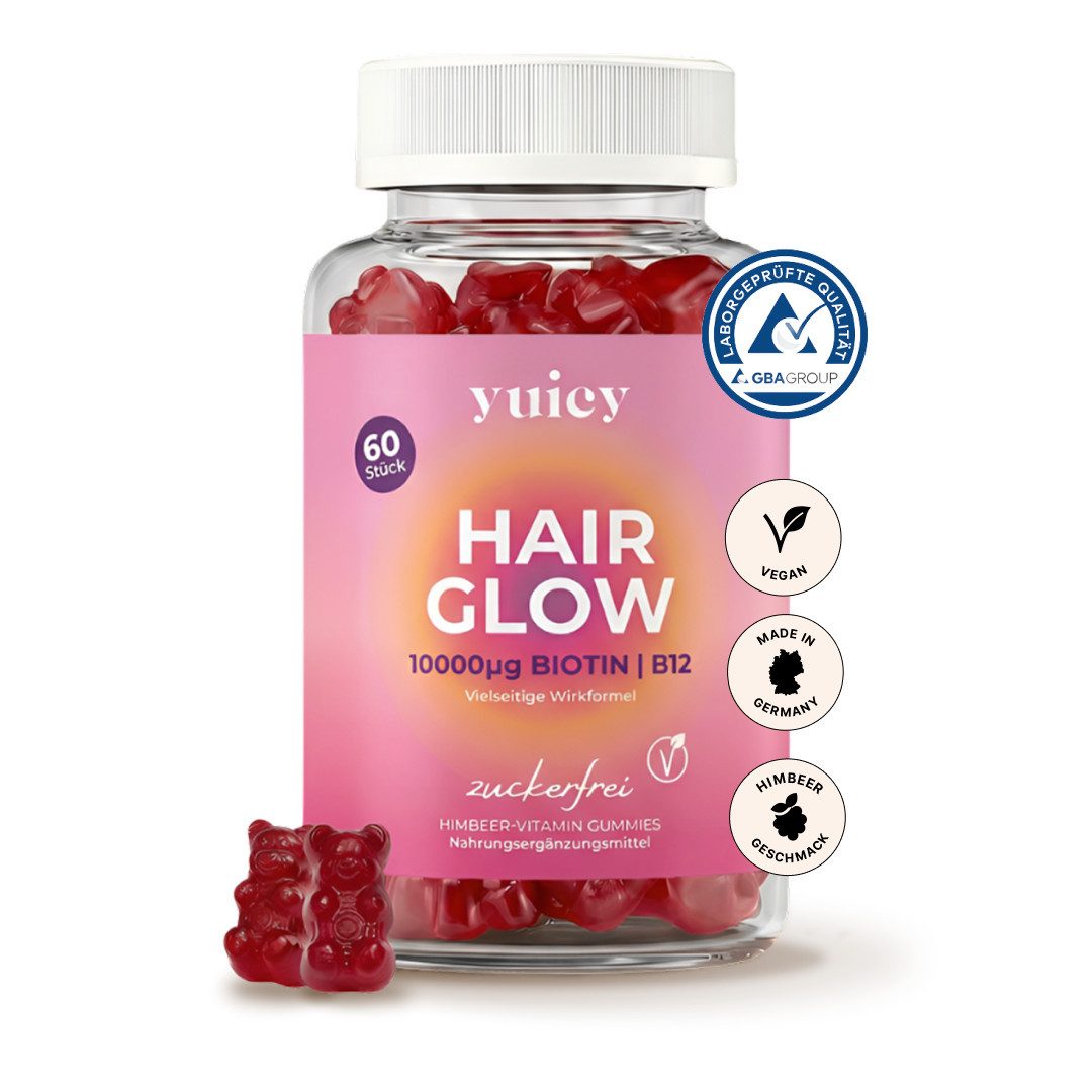 yuicy Hair Glow - Biotin Gummies für Haarwachstum Gummies, 60 St., 162 g