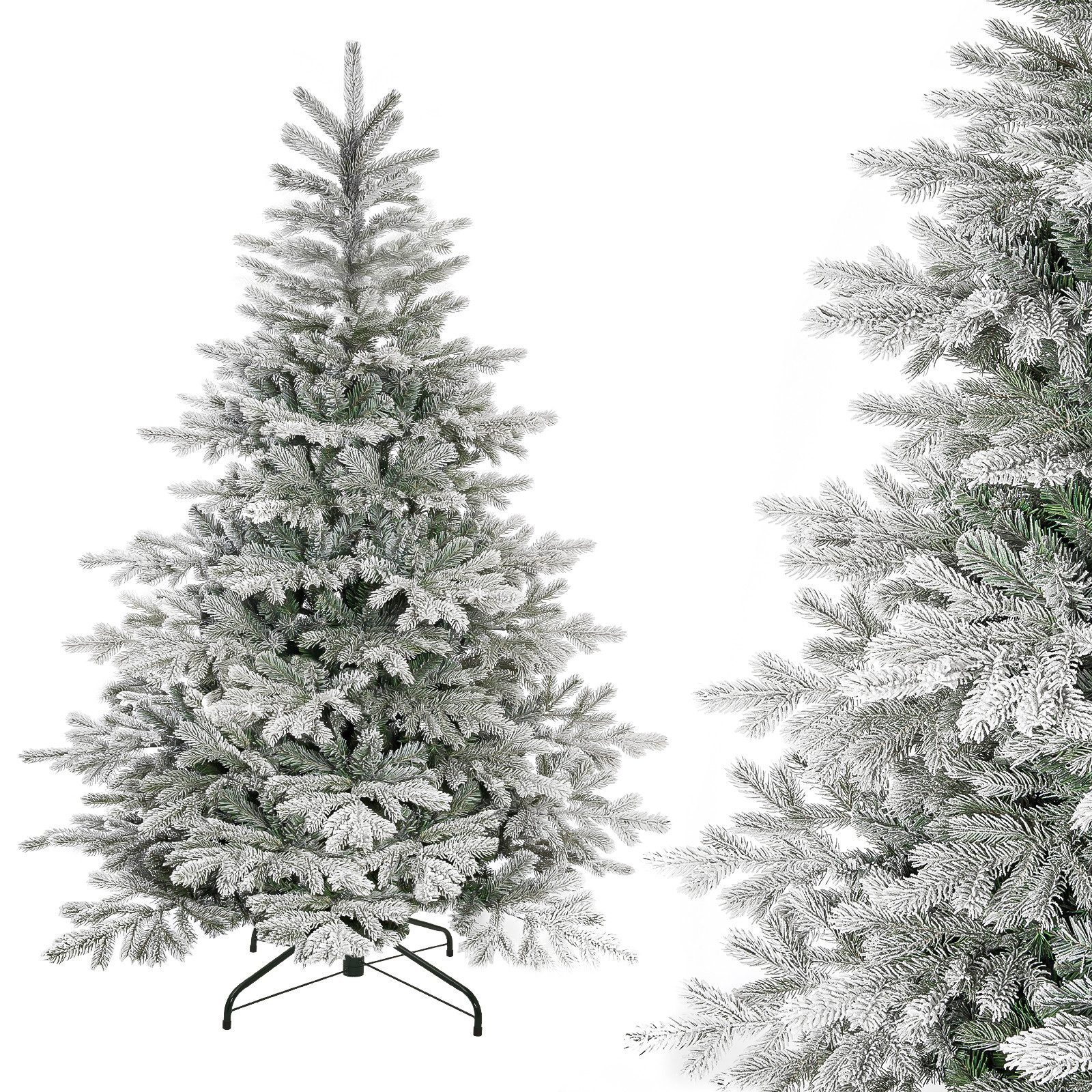 Yorbay Künstlicher Weihnachtsbaum Künstlicher Christbaum, mit Schnee, Metallständer