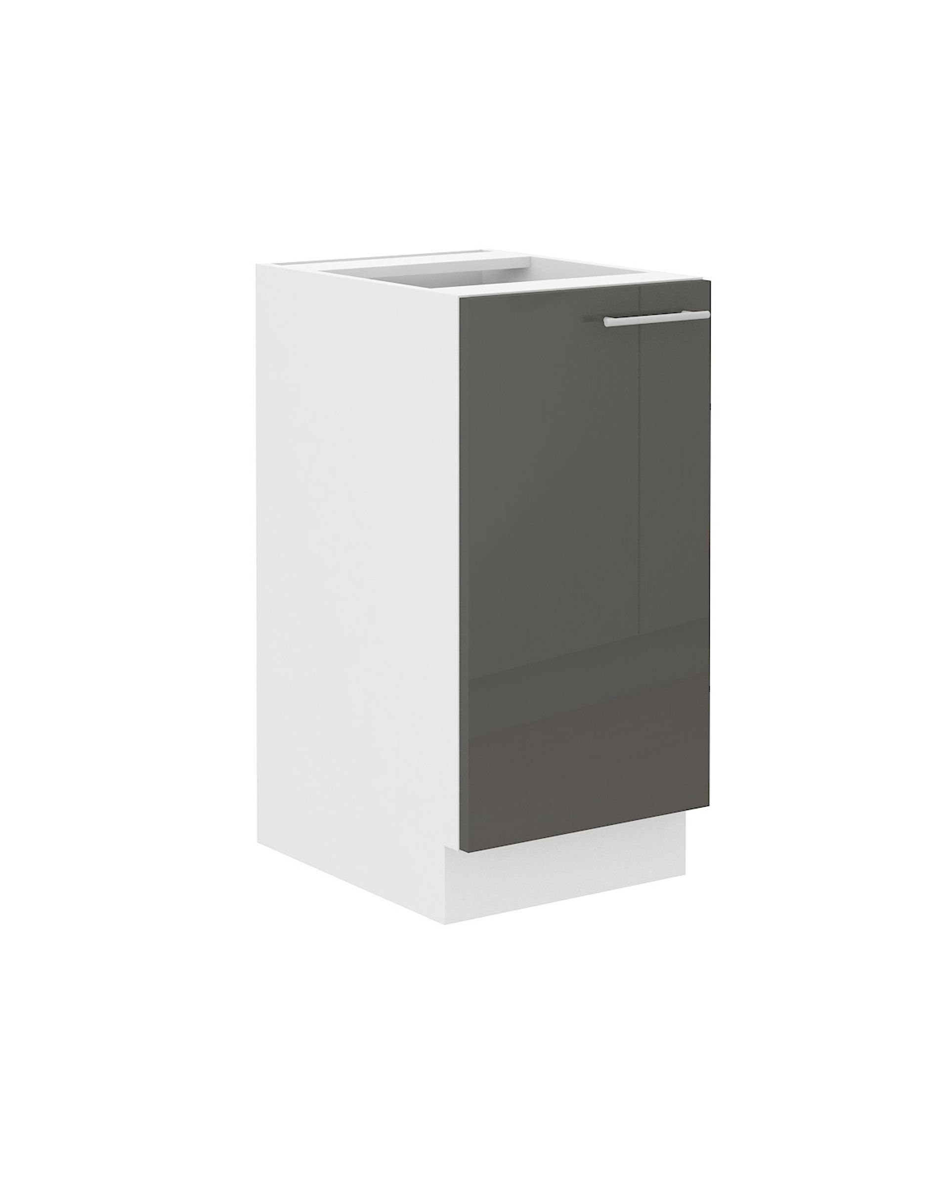 Küchen-Preisbombe Unterschrank 40 cm Lara Grau Hochglanz + Weiß matt Küchenzeile Küchenblock Küche