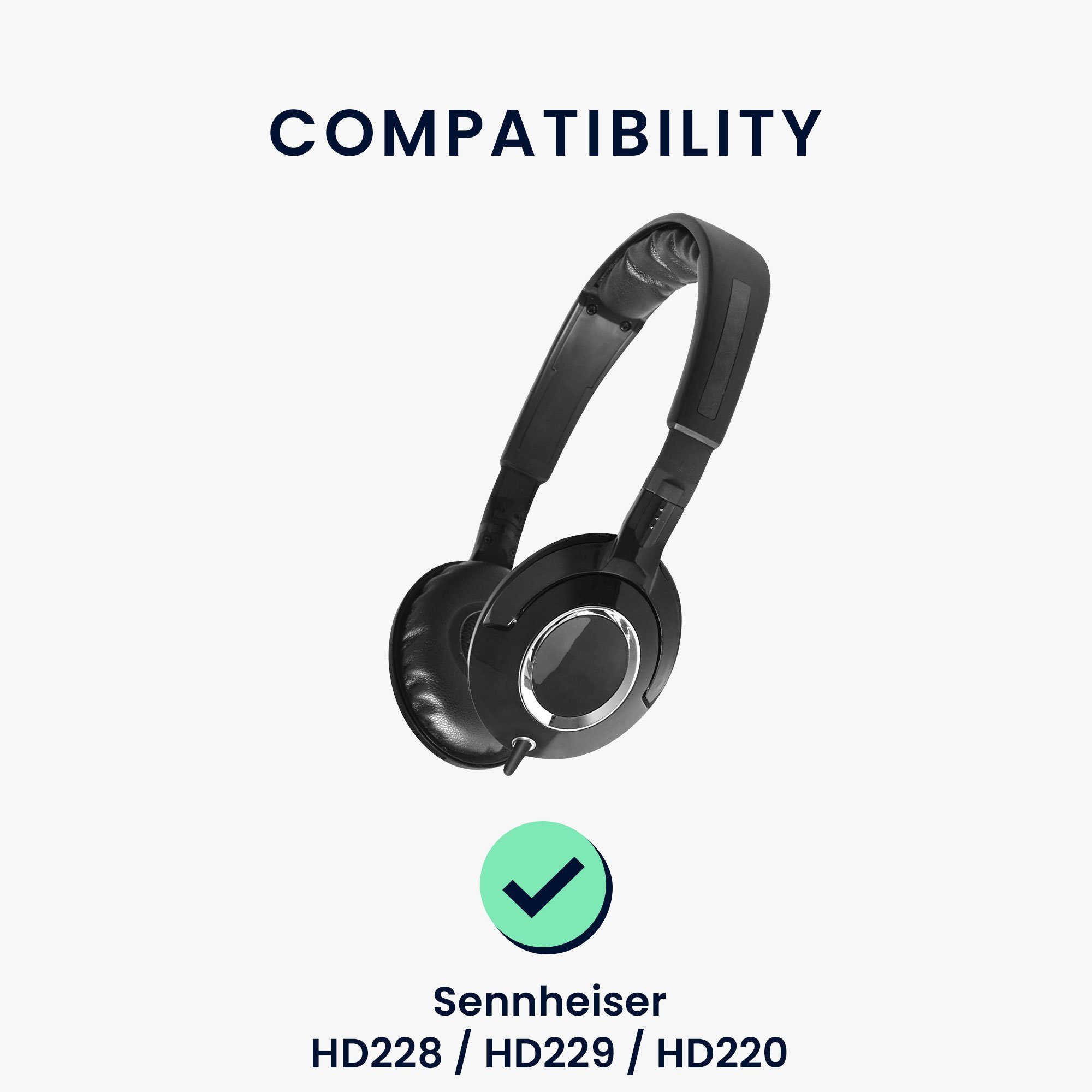 Ear HD229 Sennheiser Polster für kwmobile - Polster Over HD228 für / 2x Kopfhörer Ohrpolster HD220 Kunstleder Ohr Headphones) (Ohrpolster /