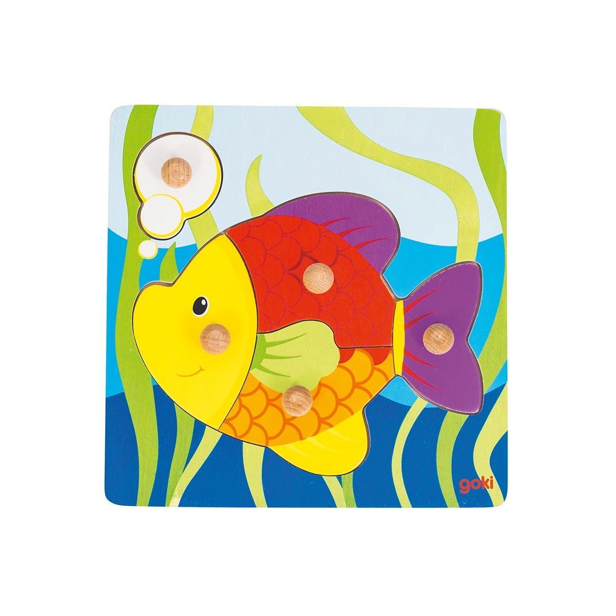 goki Steckpuzzle leuchtendes Steckpuzzle Fisch von Goki, 5 Puzzleteile