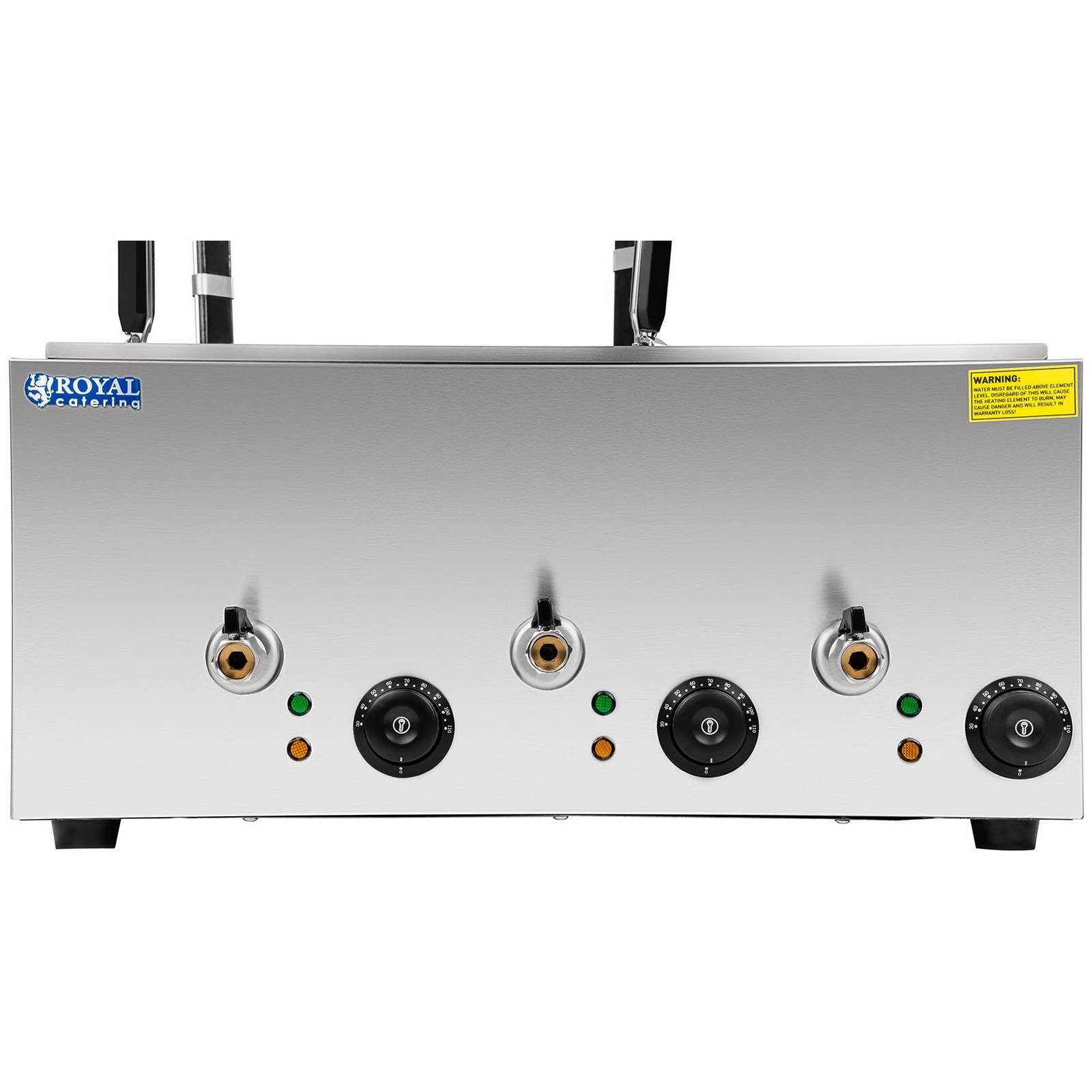 Royal Catering Spaghettitopf Nudelkocher Elektro Pastakocher Teigwarenkocher 4 Körben 1/3 GN 3000 W, Edelstahl