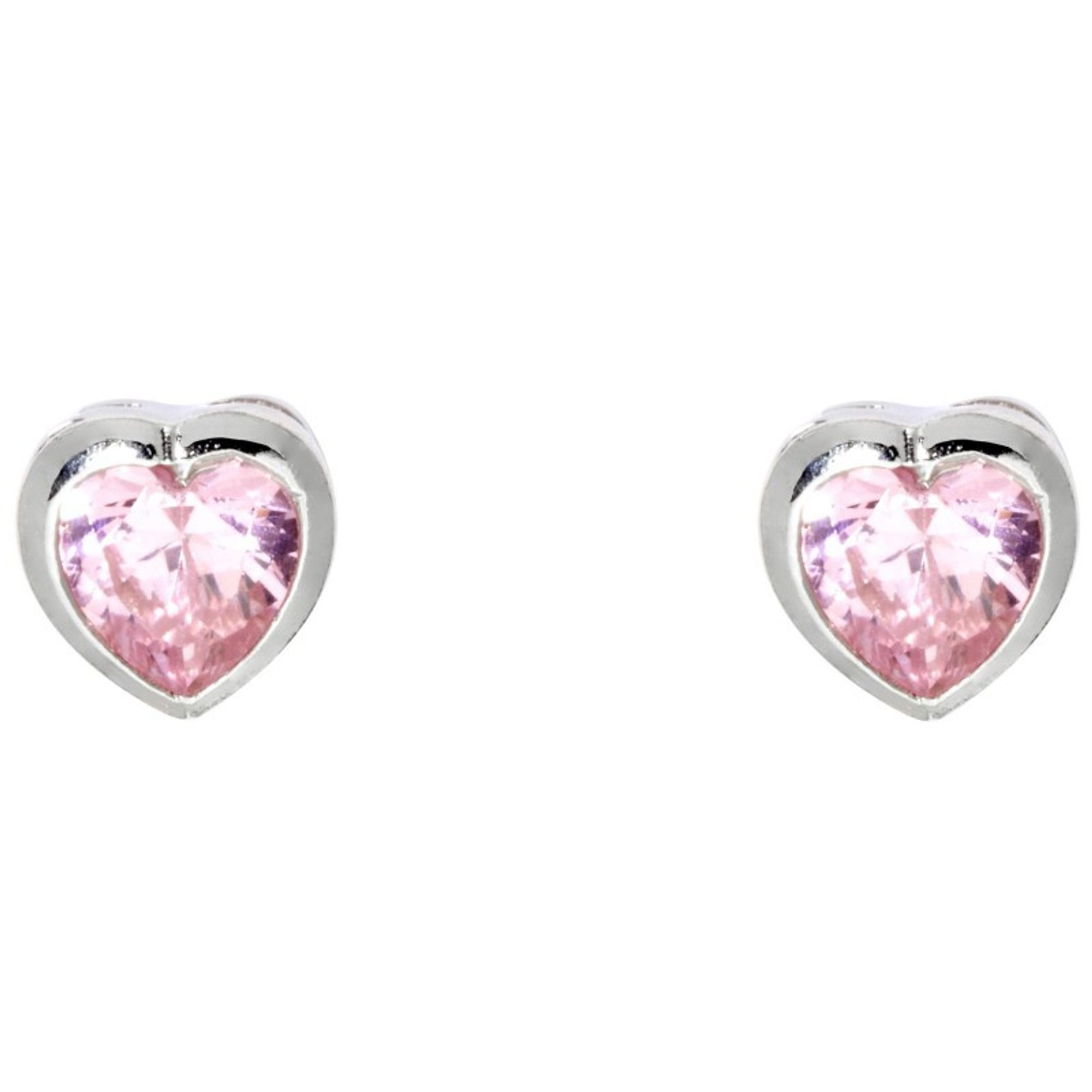 Miamar Paar Ohrstecker SK14, Miamar SK14 Kinder Ohrschmuck Herz Silber Rosa Zirkonia
